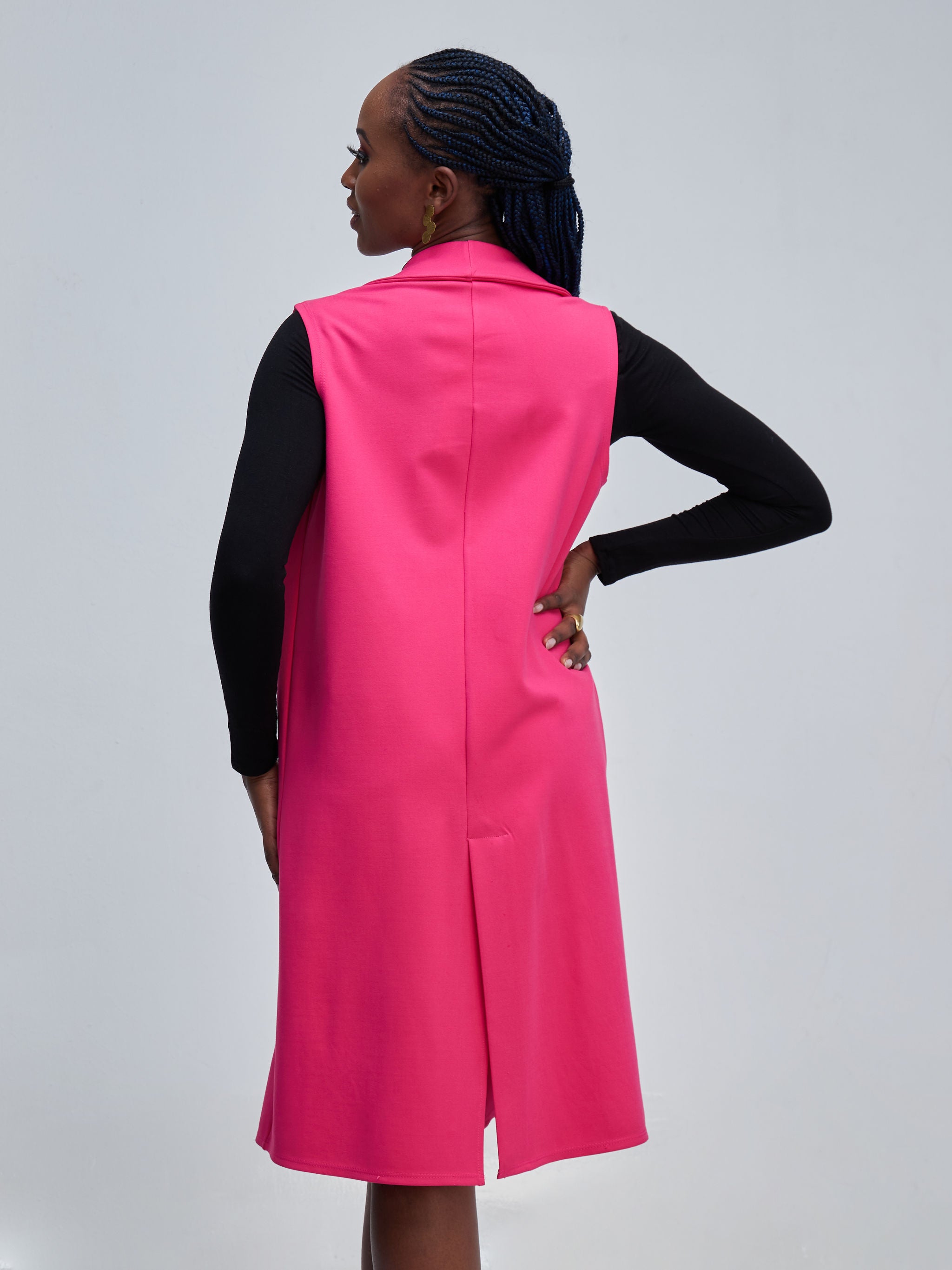 Vivo Zena Sleeveless Shawl Collar Overcoat - Pink