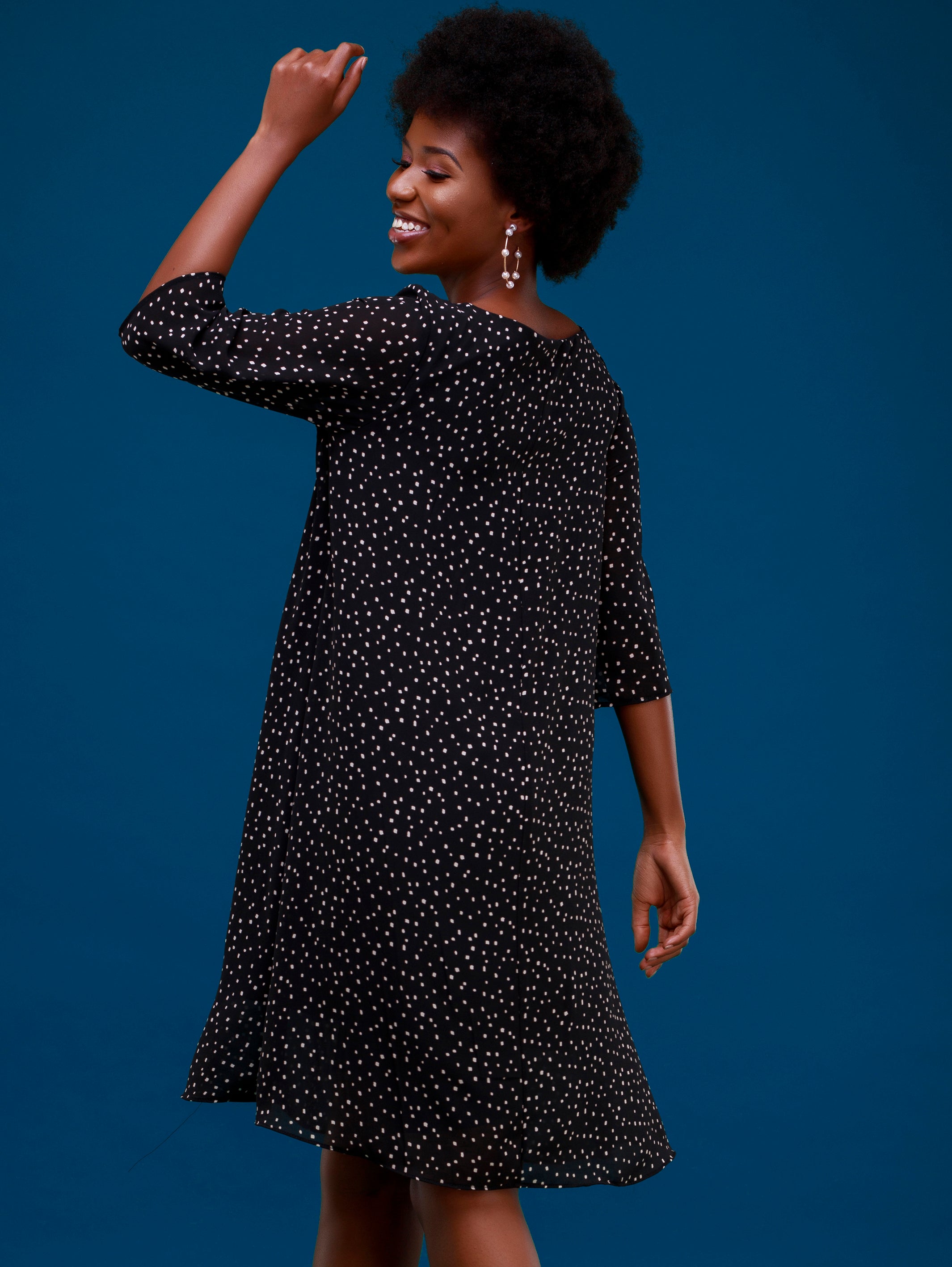 Vivo Basic Ayo Tent Dress - Black Polka Print | Vivo Fashion Group Kenya Vivo Basic Ayo Tent Dress - Black Polka Print | Vivo Fashion Group Kenya
