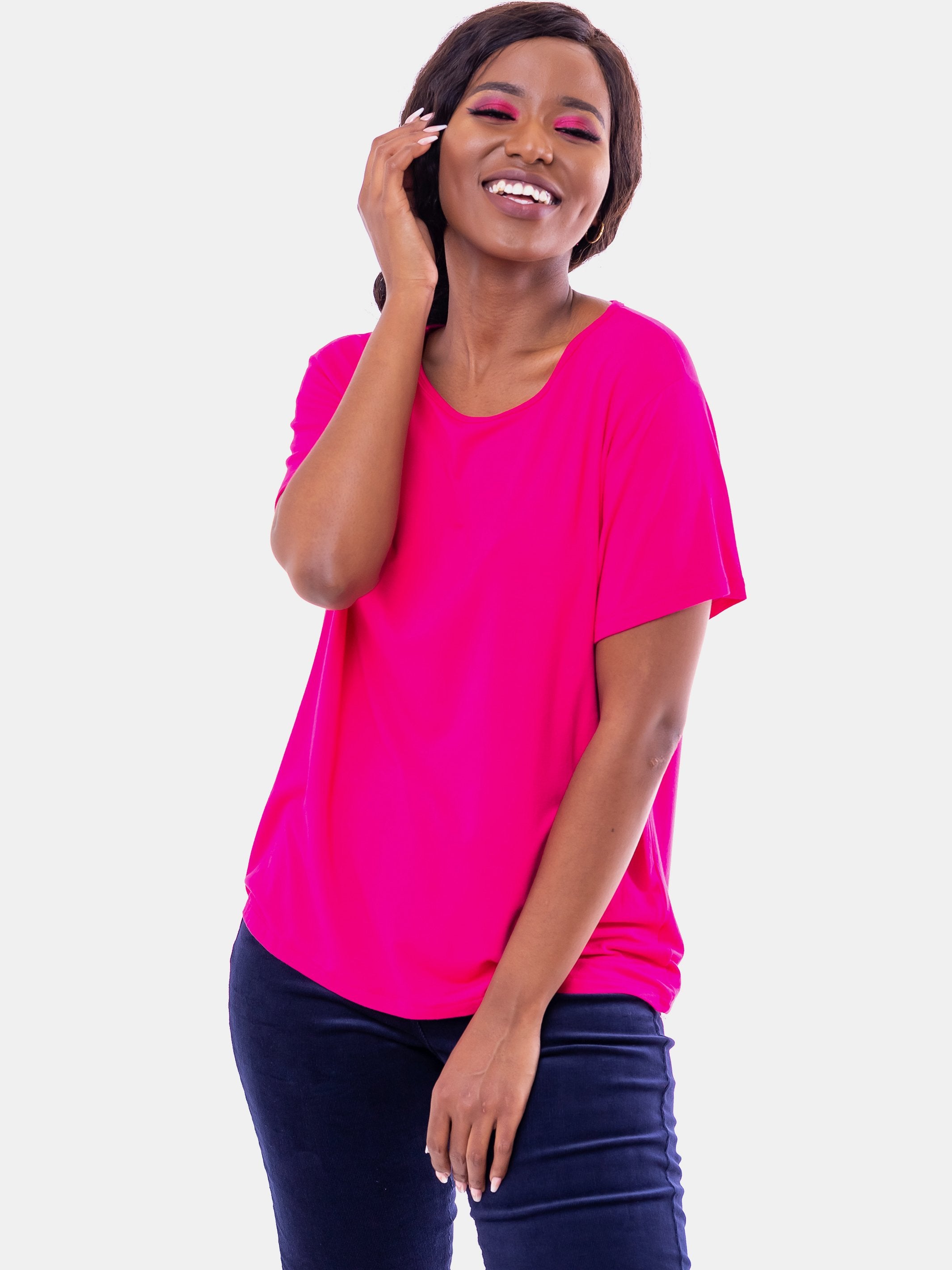 Vivo V-Neck T-Shirt - Pink - Shop Zetu