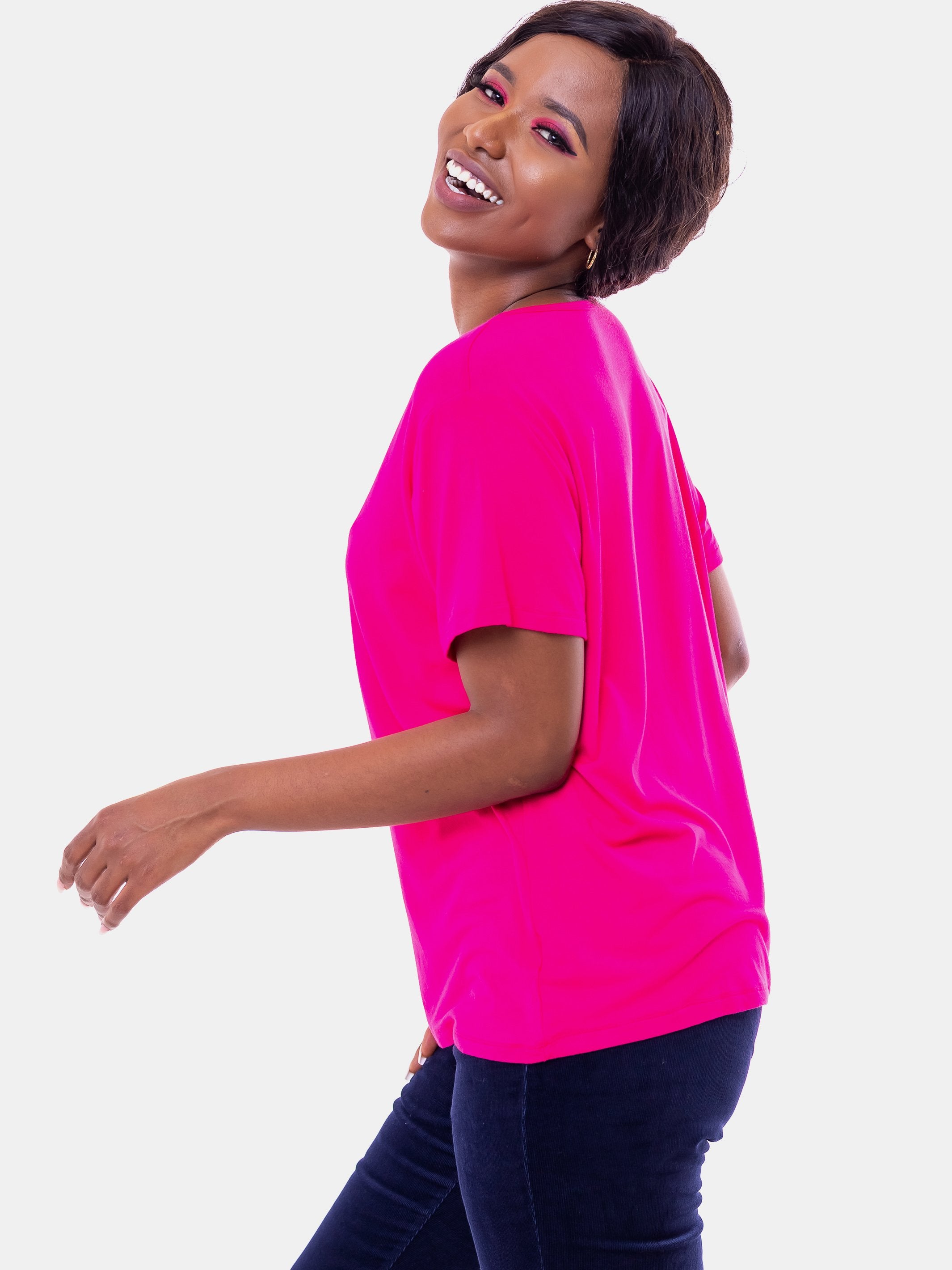 Vivo V-Neck T-Shirt - Pink - Shop Zetu