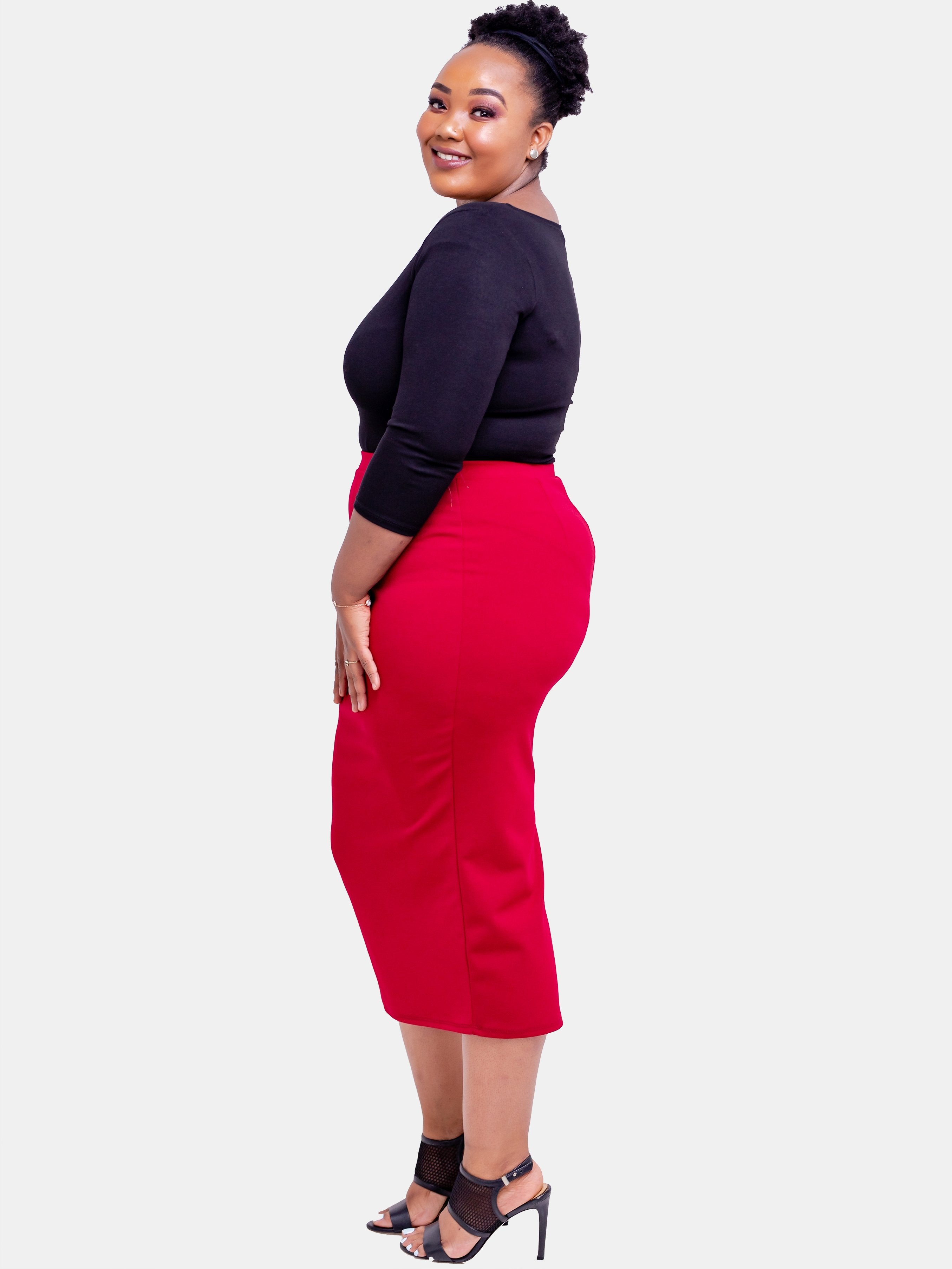 Vivo Midi Pencil Skirt - Dark Red - Shop Zetu