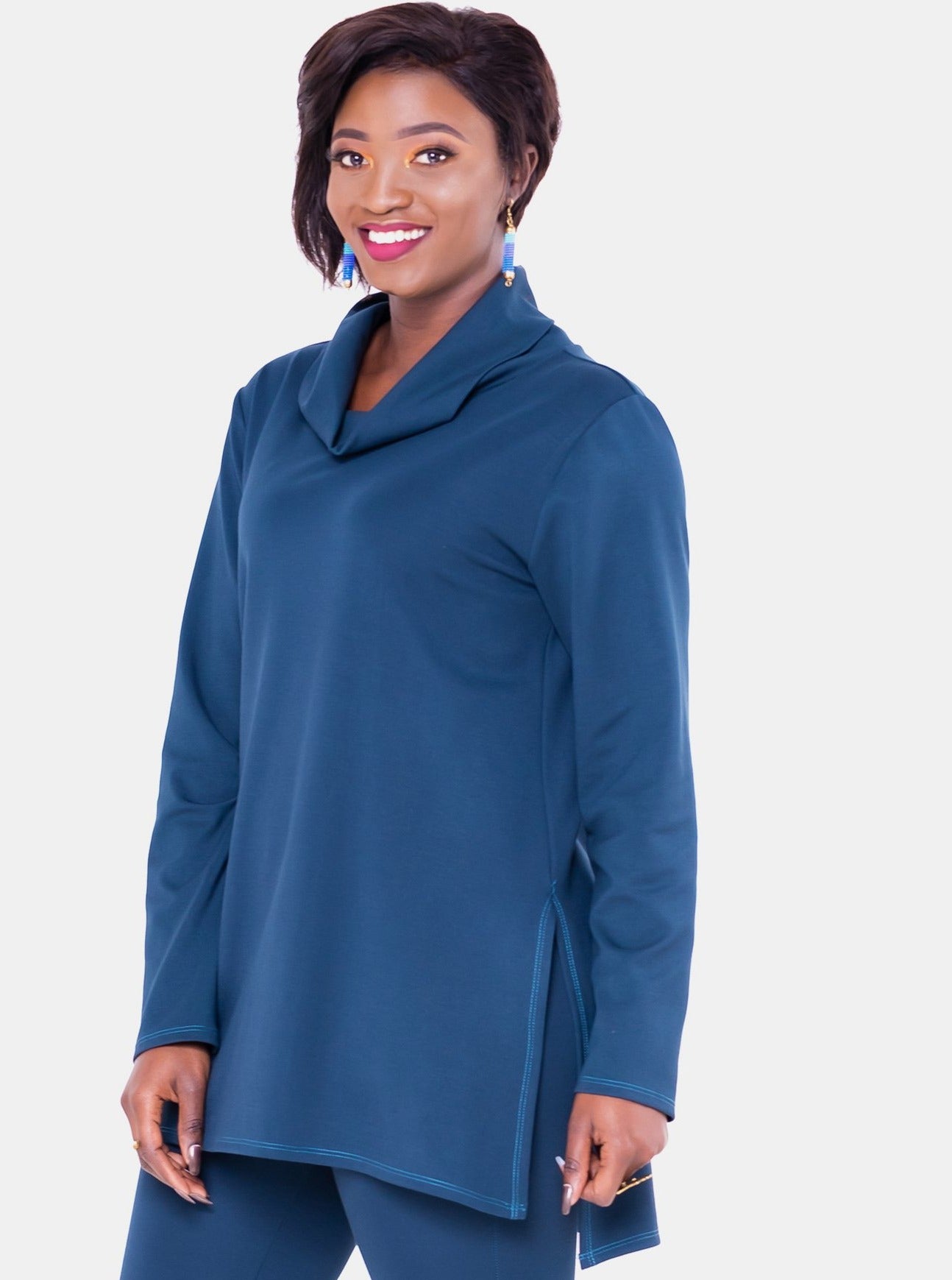 Vivo Tulia Turtle Neck Top - Dark Teal - Shop Zetu