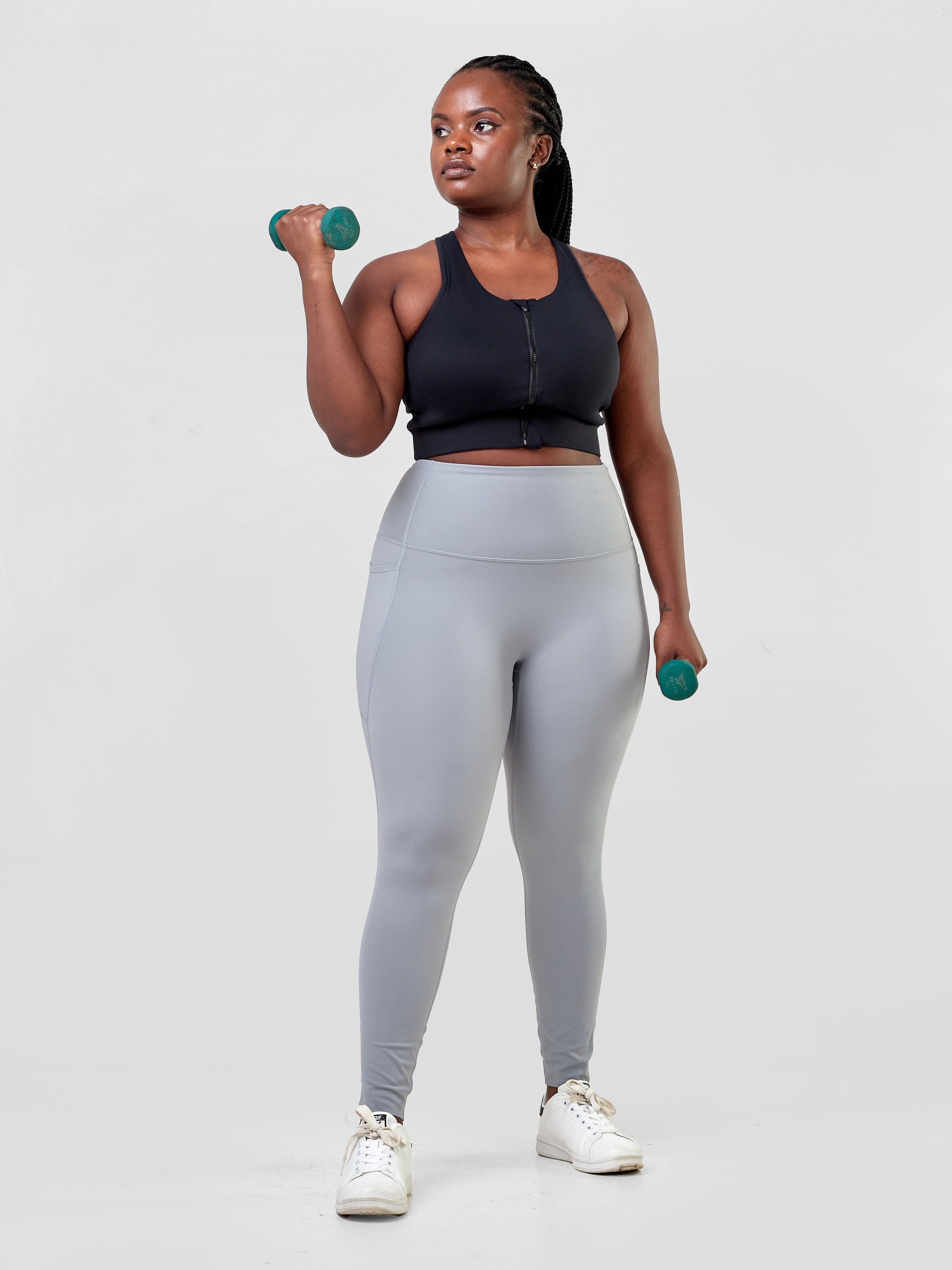 Ava Fitness Basic Double Pocket Leggings - Grey