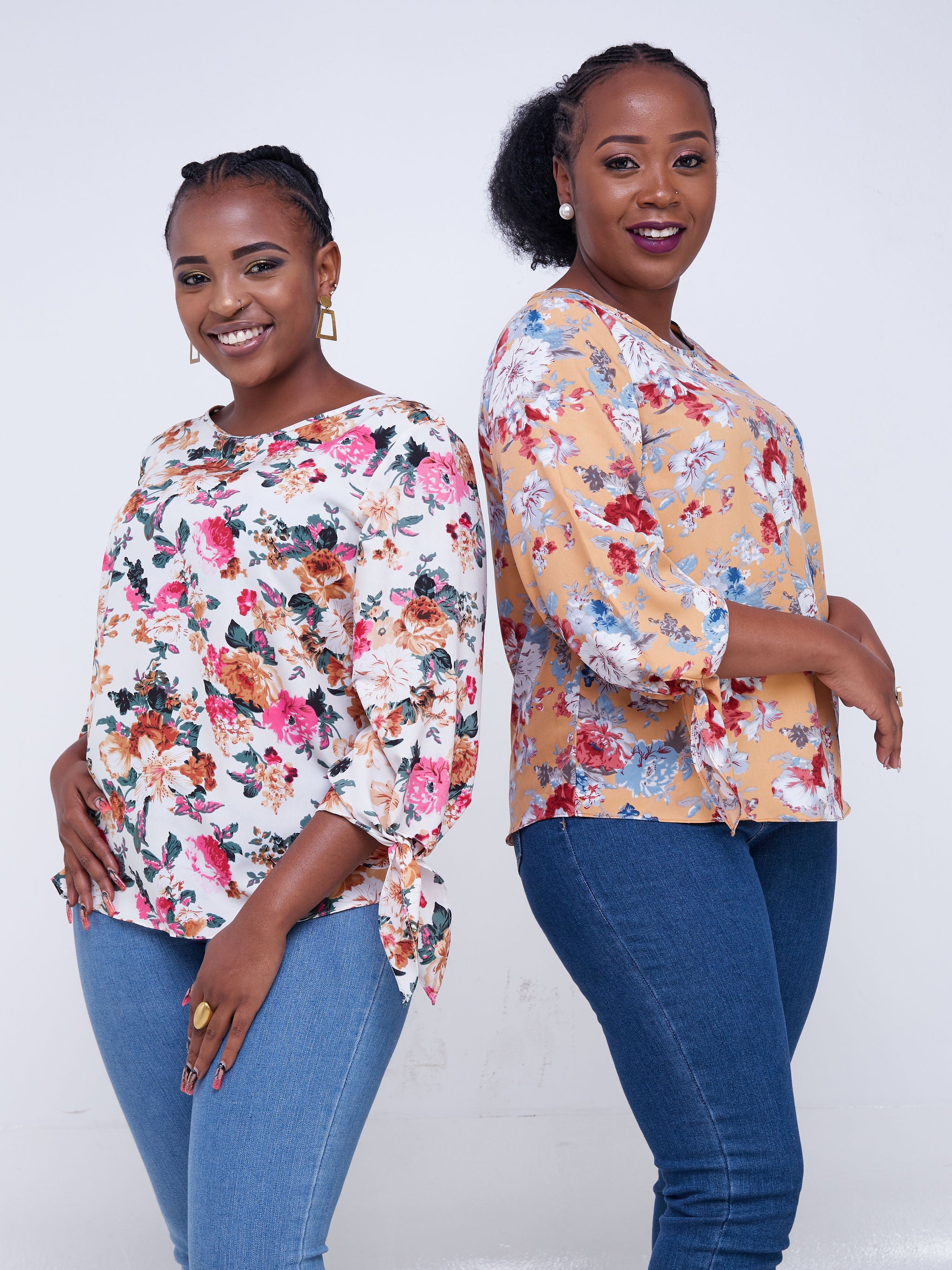Vivo Furaha Tie Top - Light Orange Floral Print