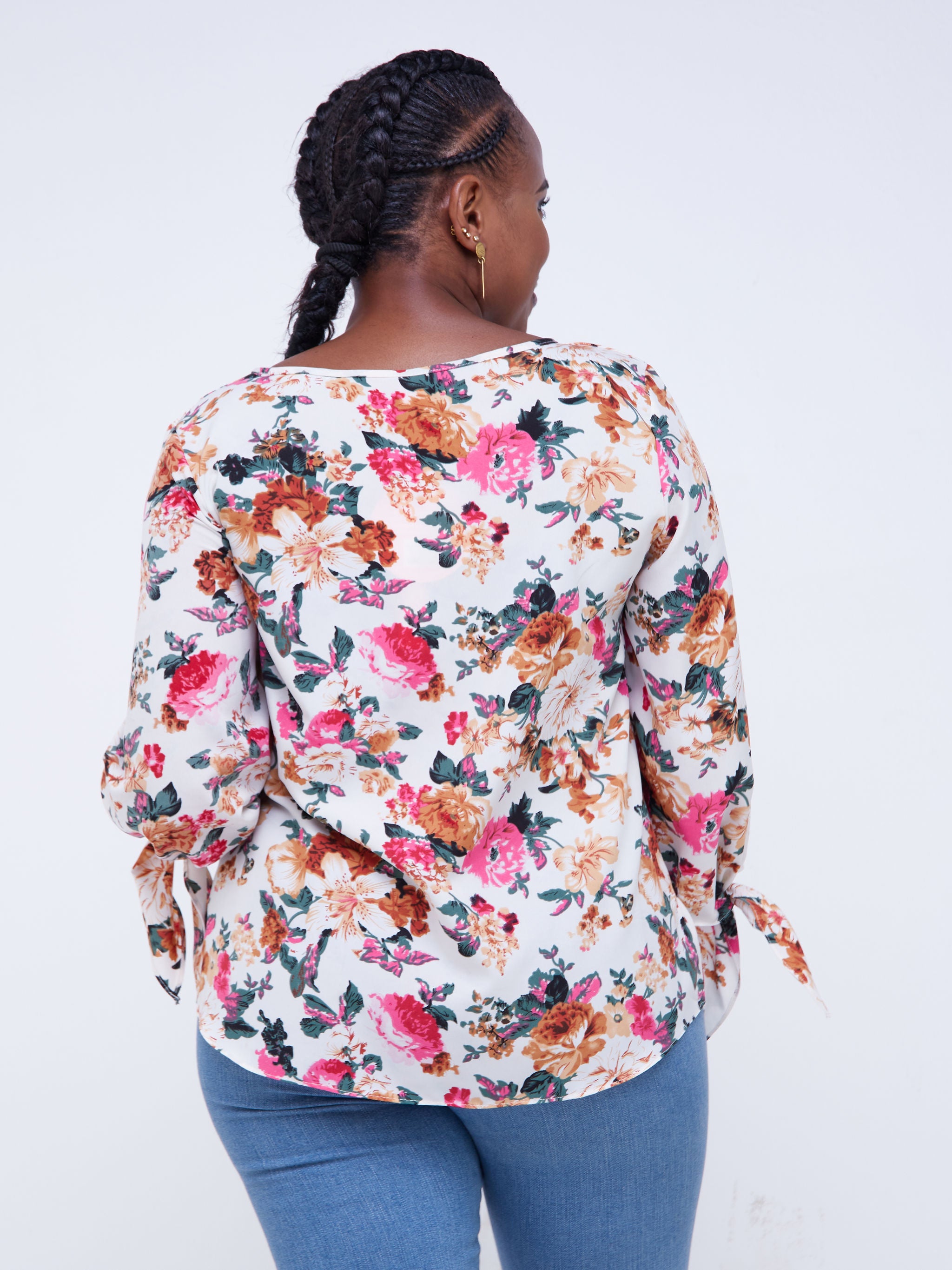 Vivo Furaha Tie Top - White Floral Print