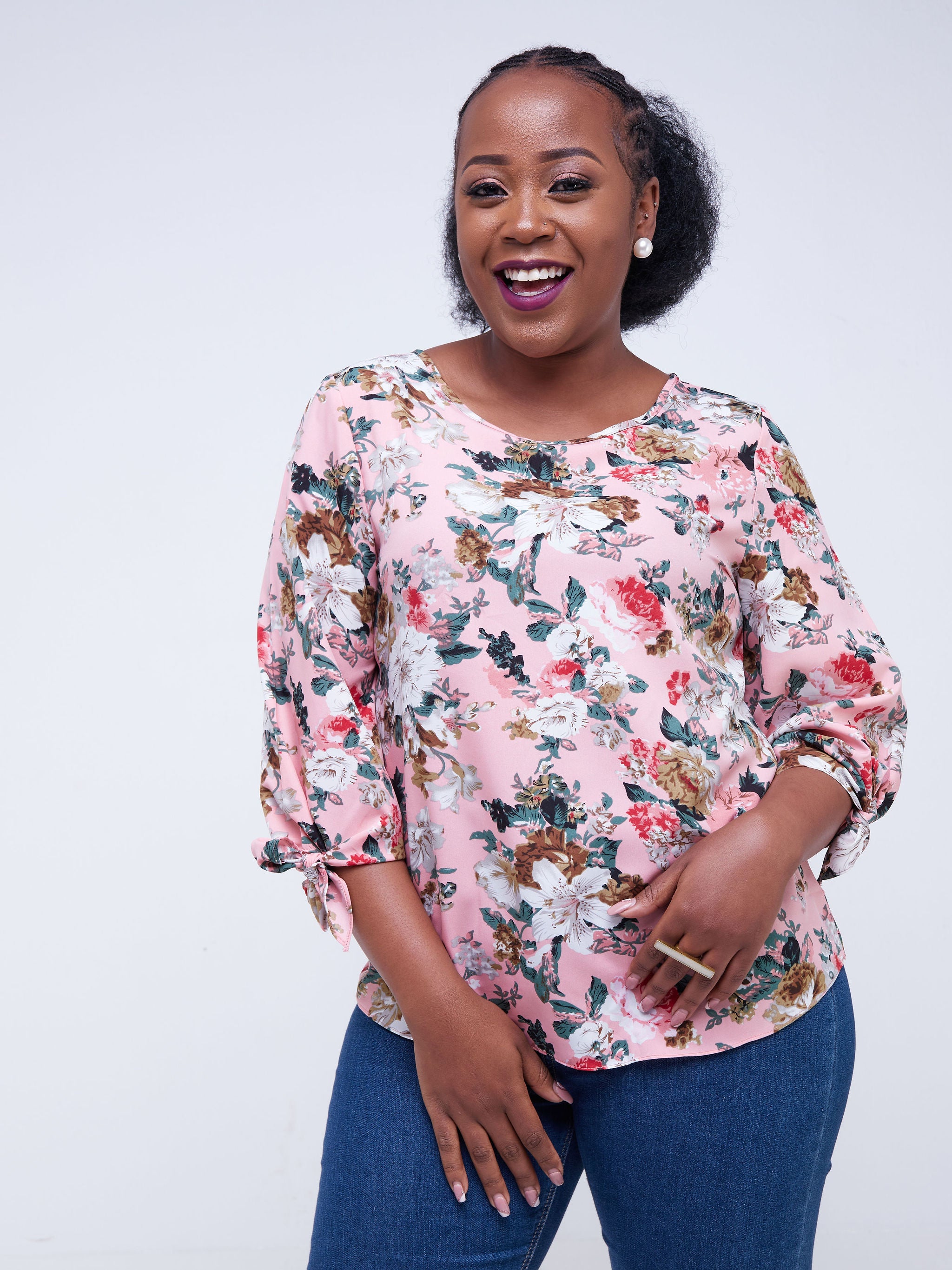 Vivo Furaha Tie Top - Pink Floral Print