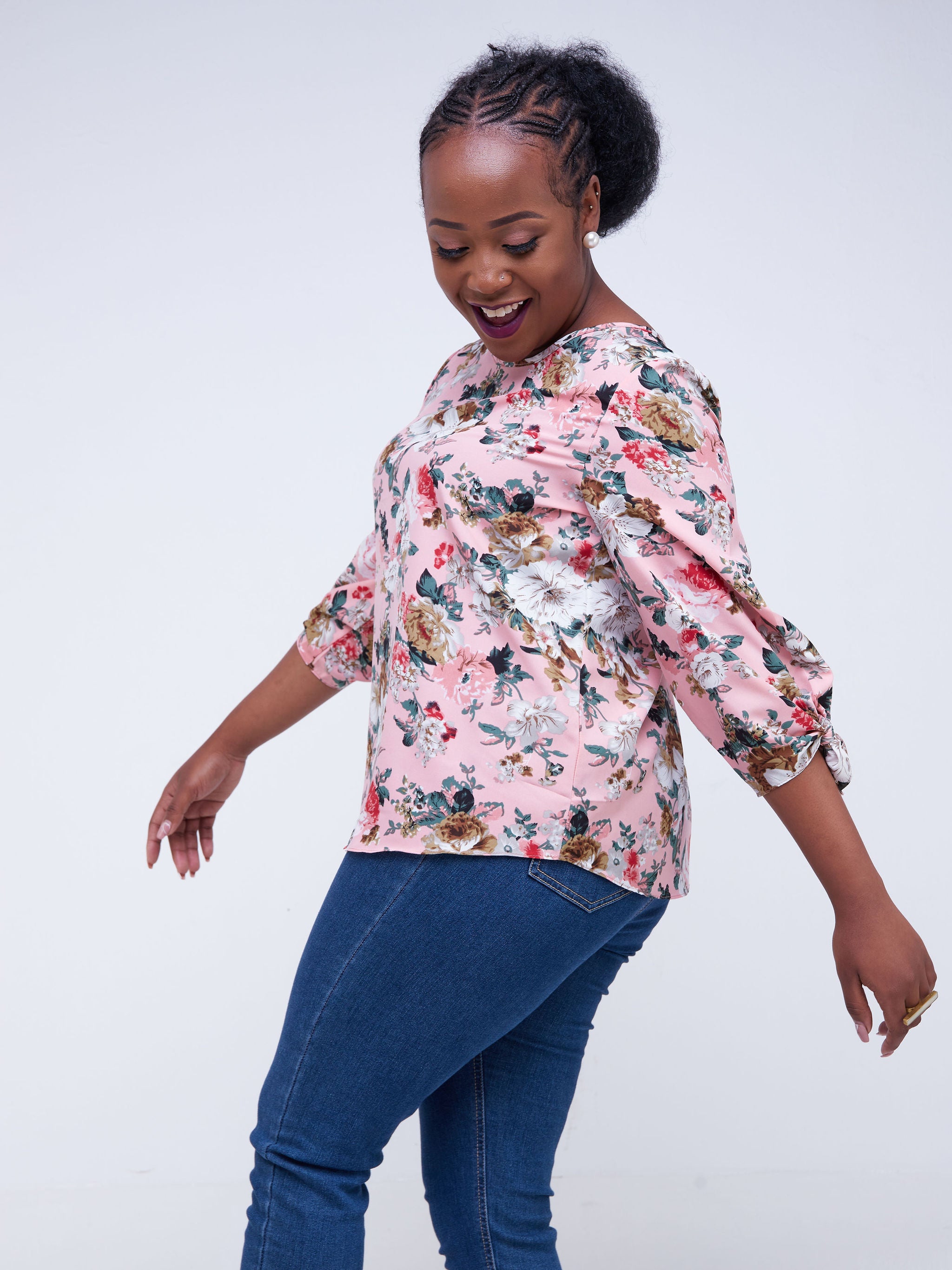 Vivo Furaha Tie Top - Pink Floral Print