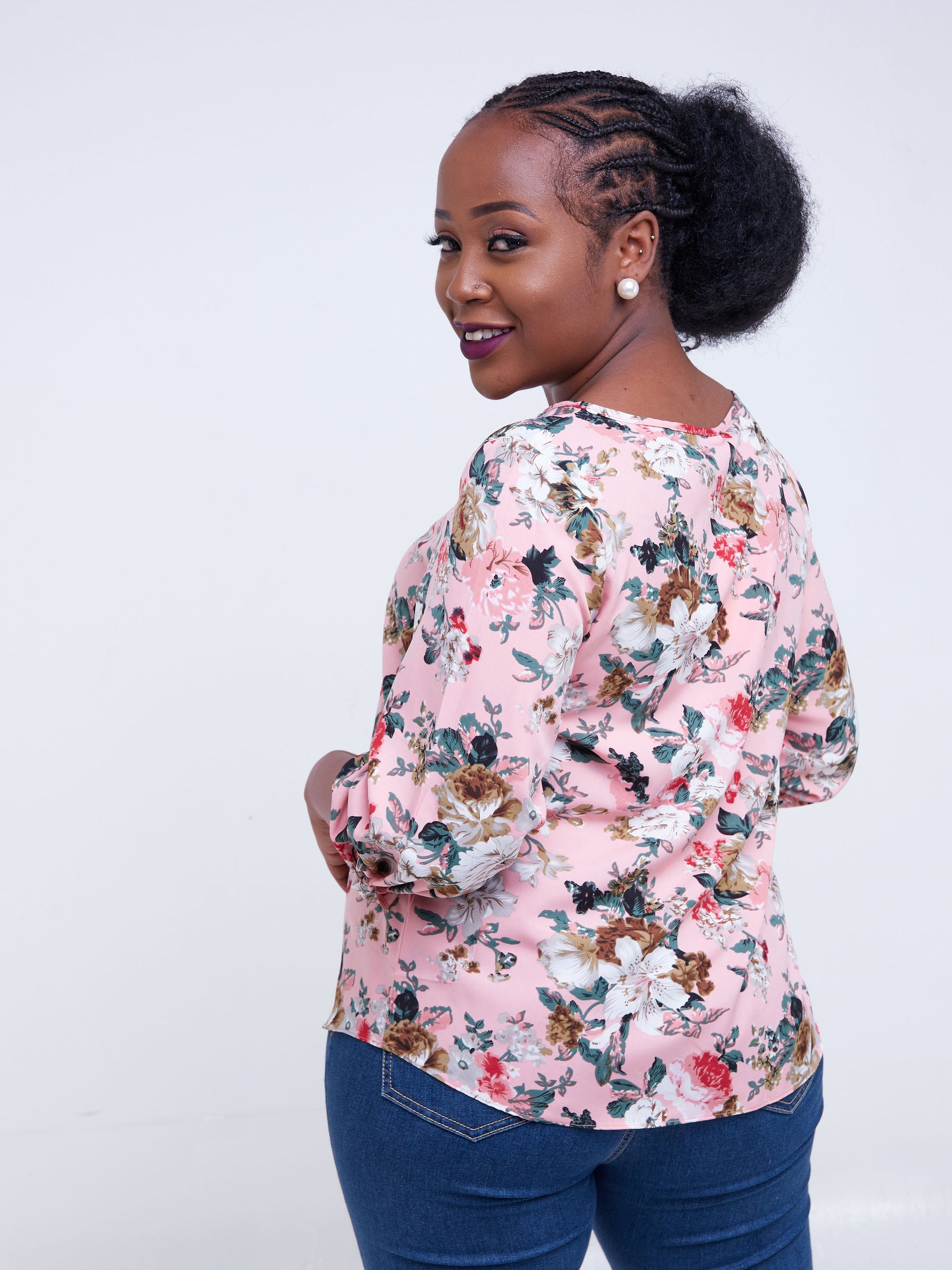 Vivo Furaha Tie Top - Pink Floral Print