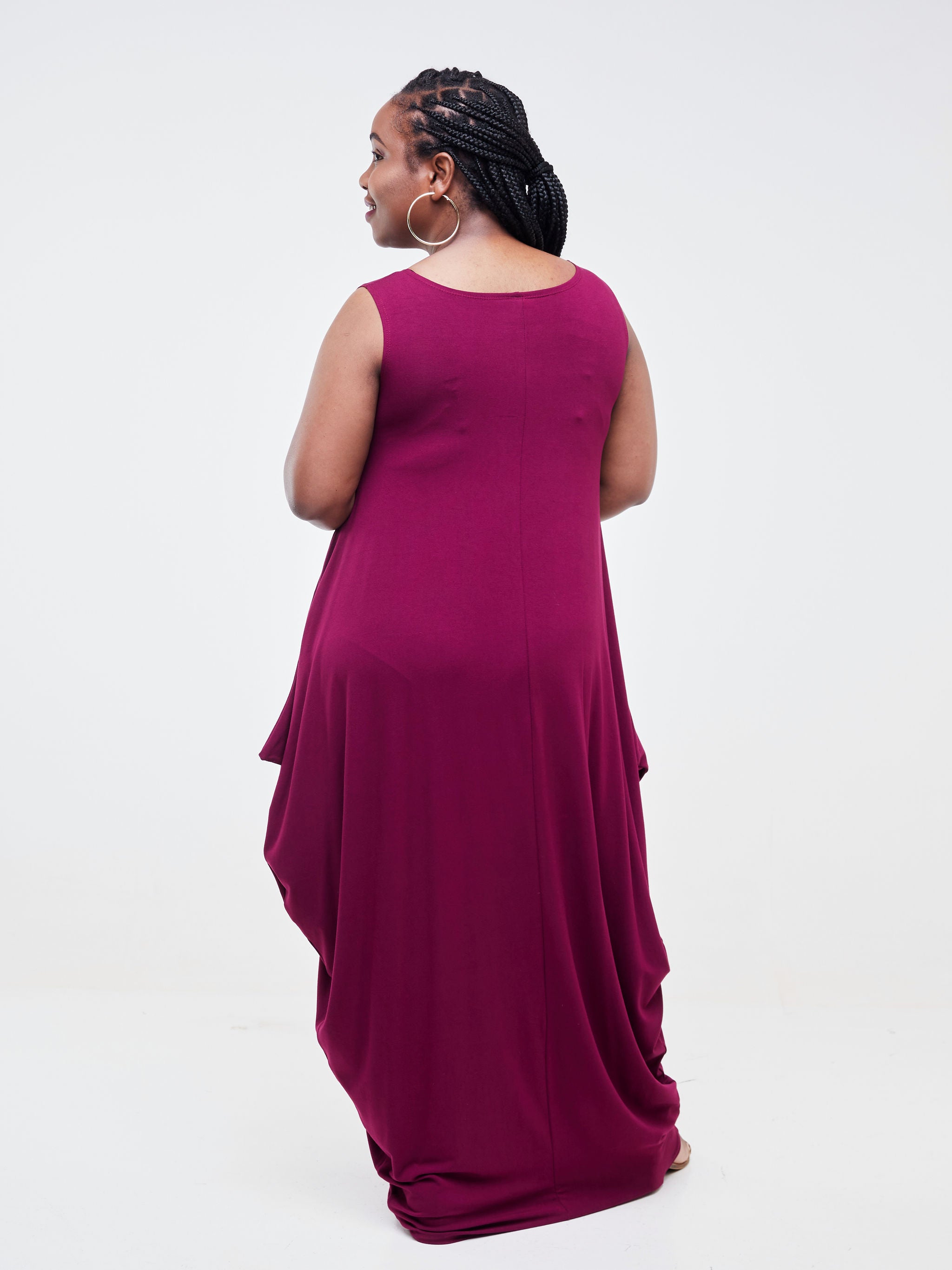 Vivo Basic Salma Maxi Boat Neck Dress - Burgundy