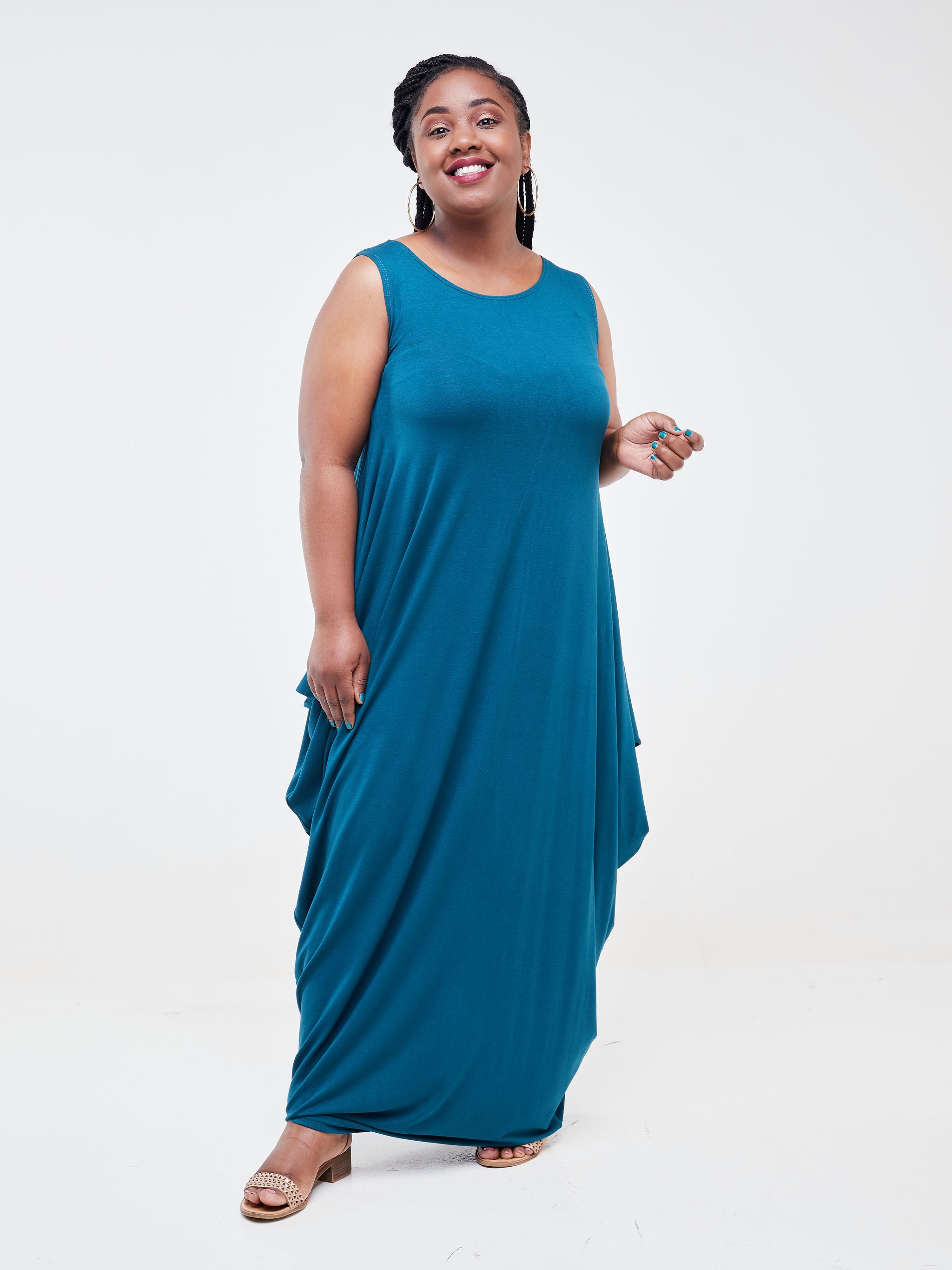 Vivo Basic Salma Maxi Boat Neck Dress - Teal