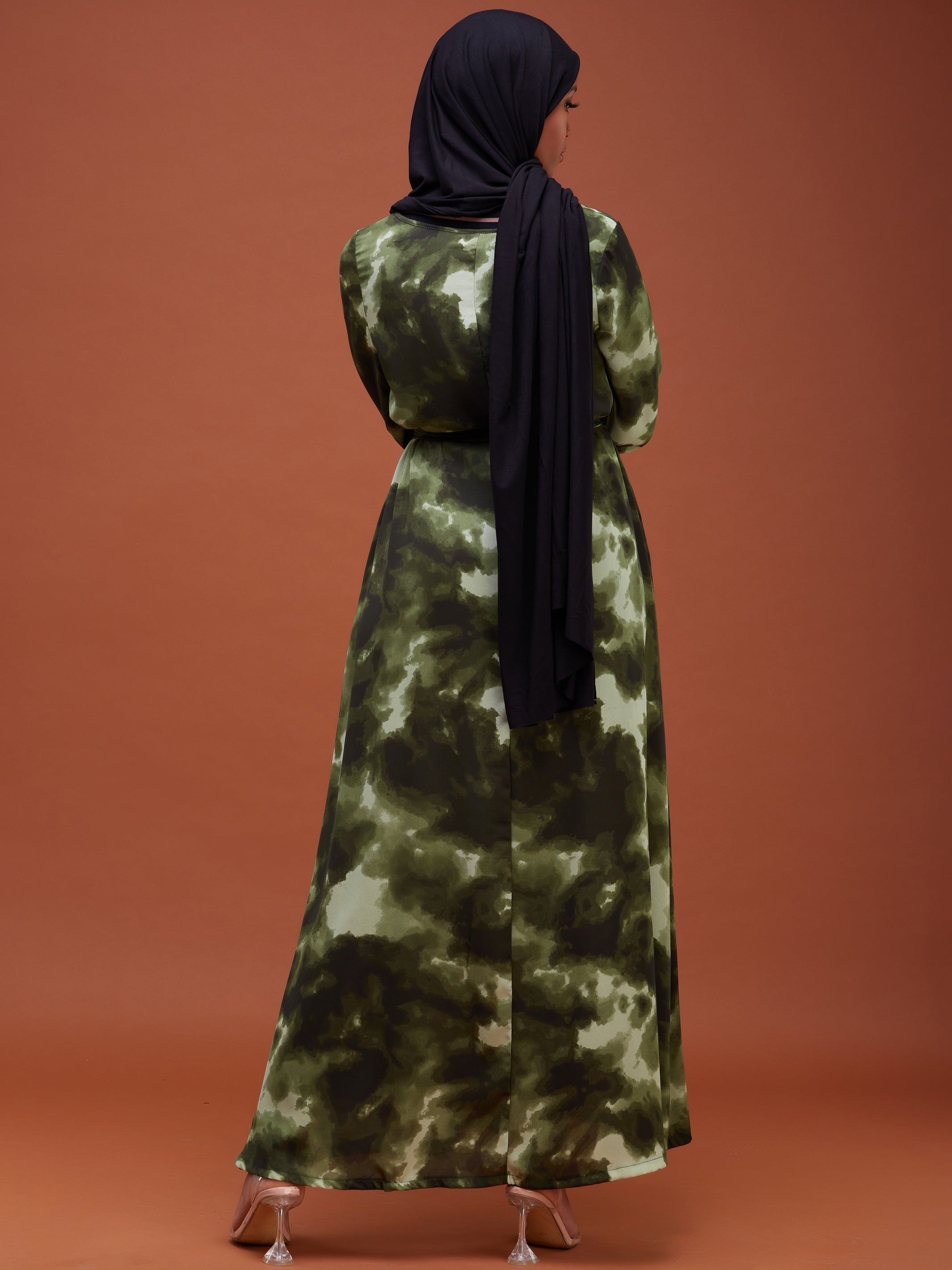 Vivo Inara Bishop Sleeve Maxi Dress - Green Print