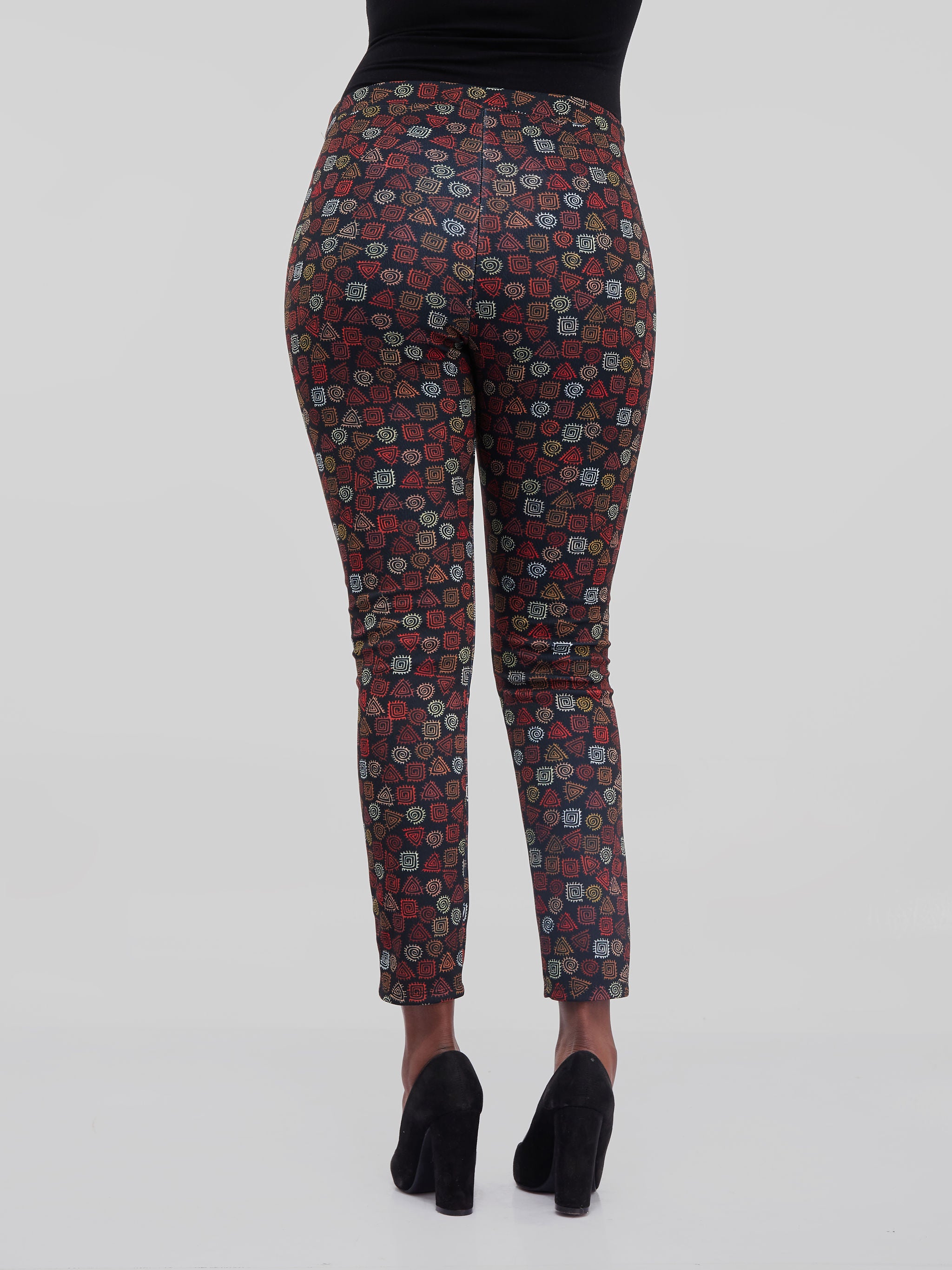 Vivo Hema Leisure Pants - Black / Maroon Print