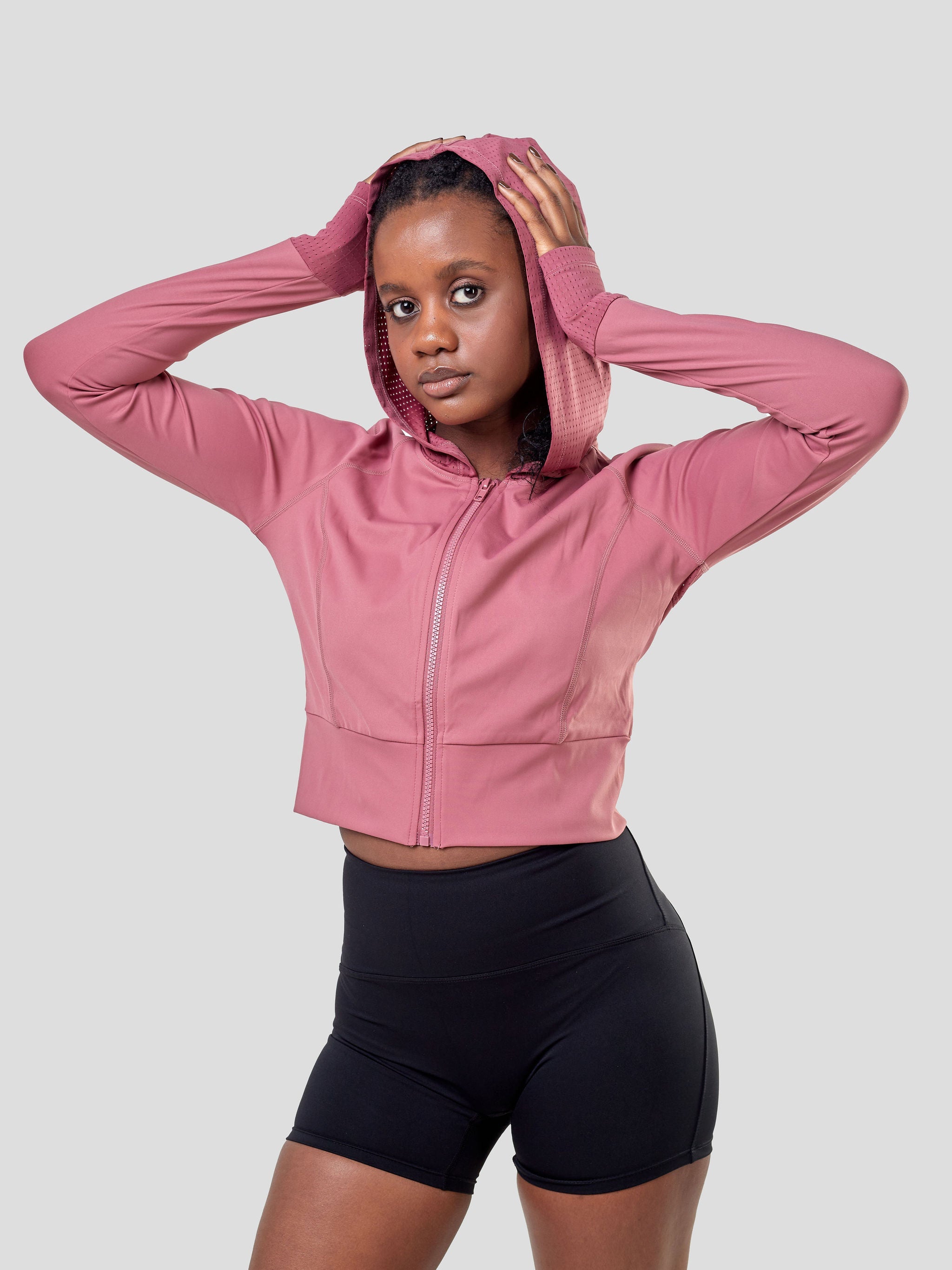 Ava Fitness Long Sleeved Zipper Top - Pink