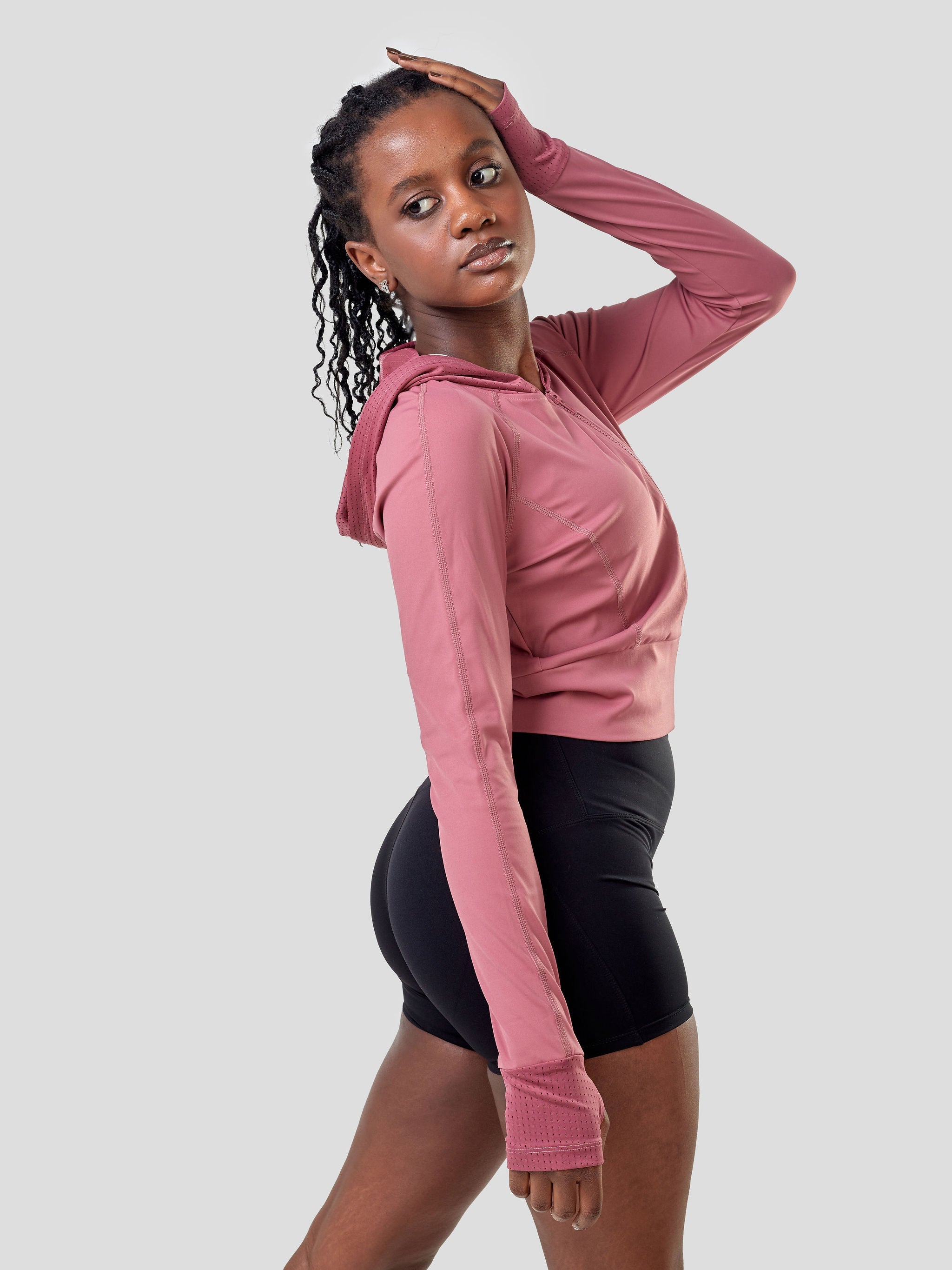 Ava Fitness Long Sleeved Zipper Top - Pink