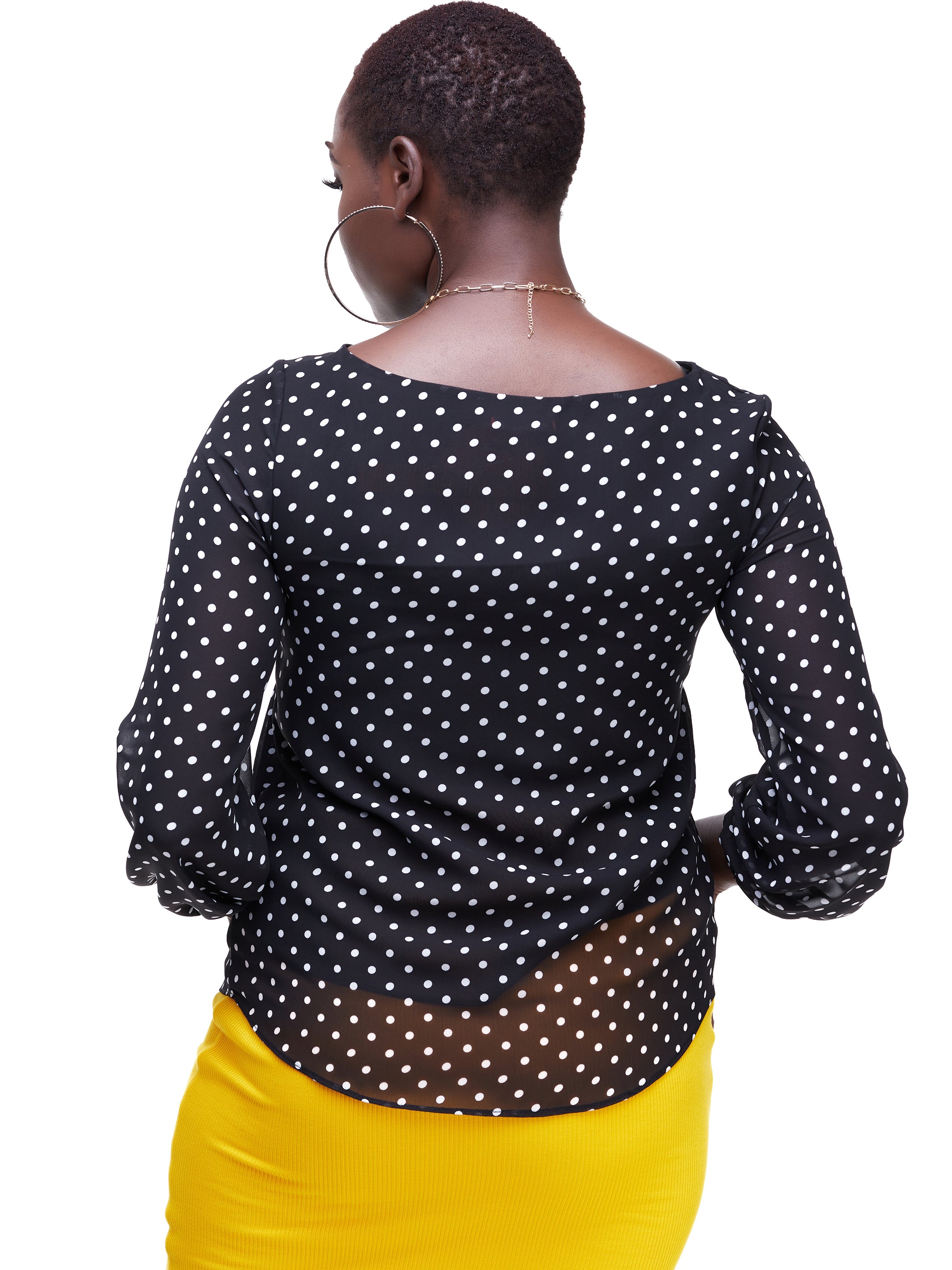 Vivo Basic Cory Top - Black Polka