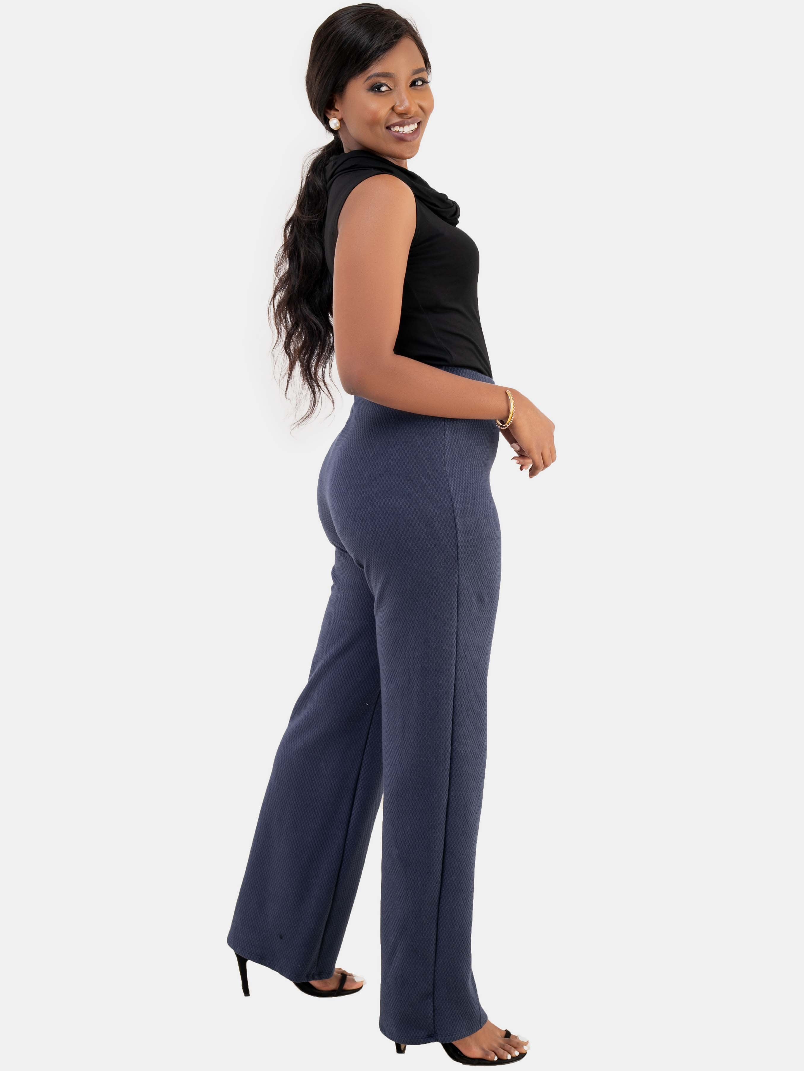 Vivo Nova Wide Leg Pants - Navy Blue - Shop Zetu