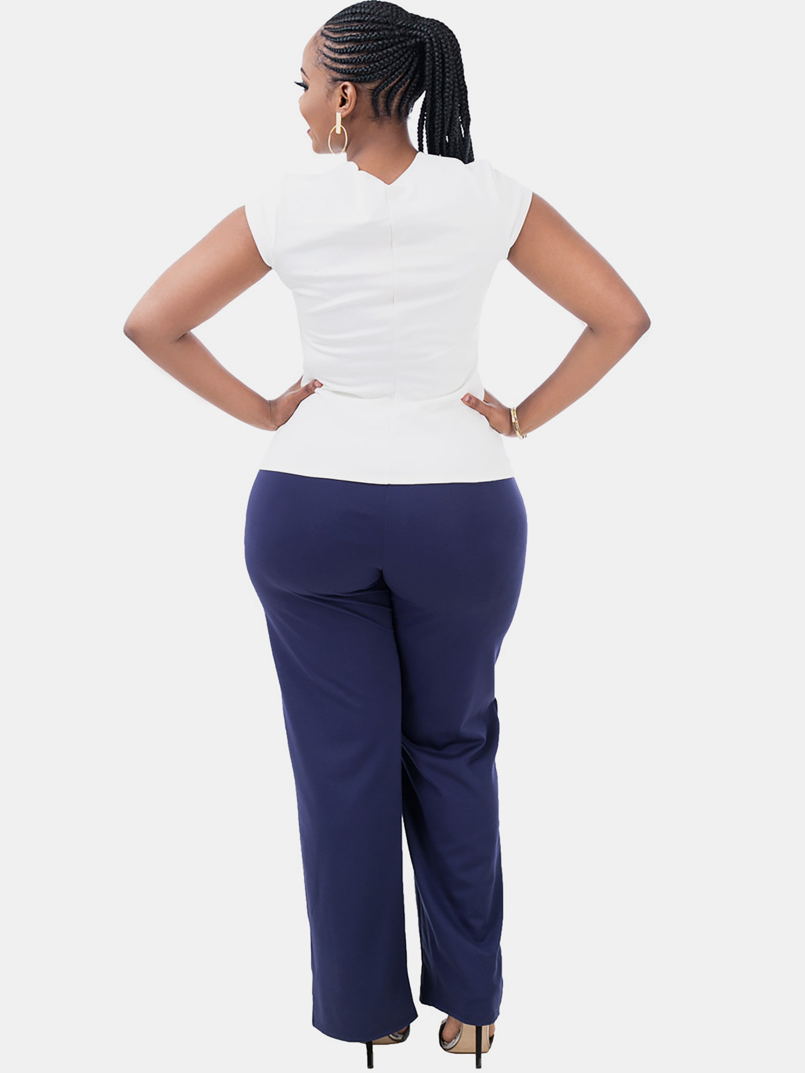 Vivo Nova Wide Leg Pants - Navy Blue - Shop Zetu