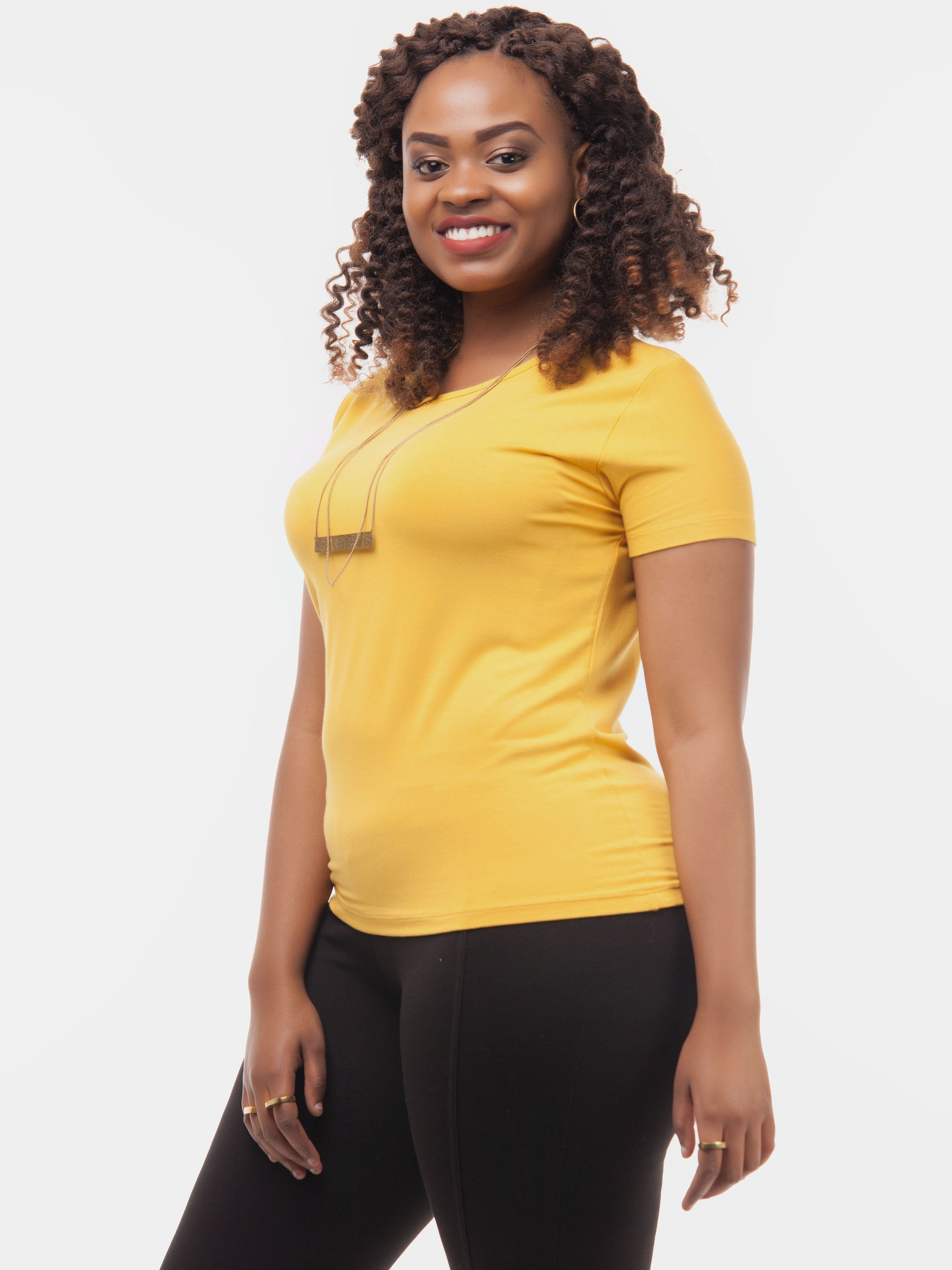 Vivo Round-Neck T-Shirt - Mustard - Shop Zetu