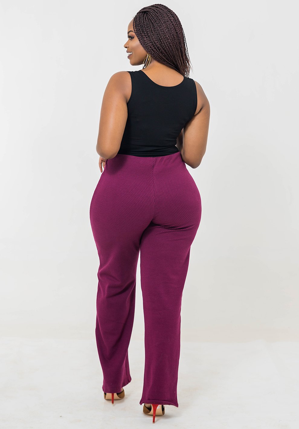 Vivo Roza Wide Leg Pants Burgundy Special Offer Vivo Fashion Group Kenya