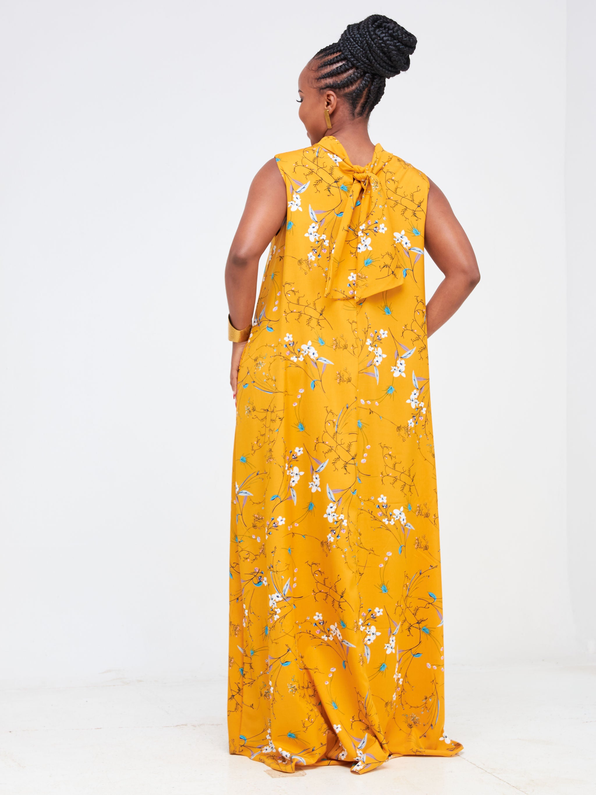 Vivo Bissa Reversible Maxi Dress - Mustard Floral Print