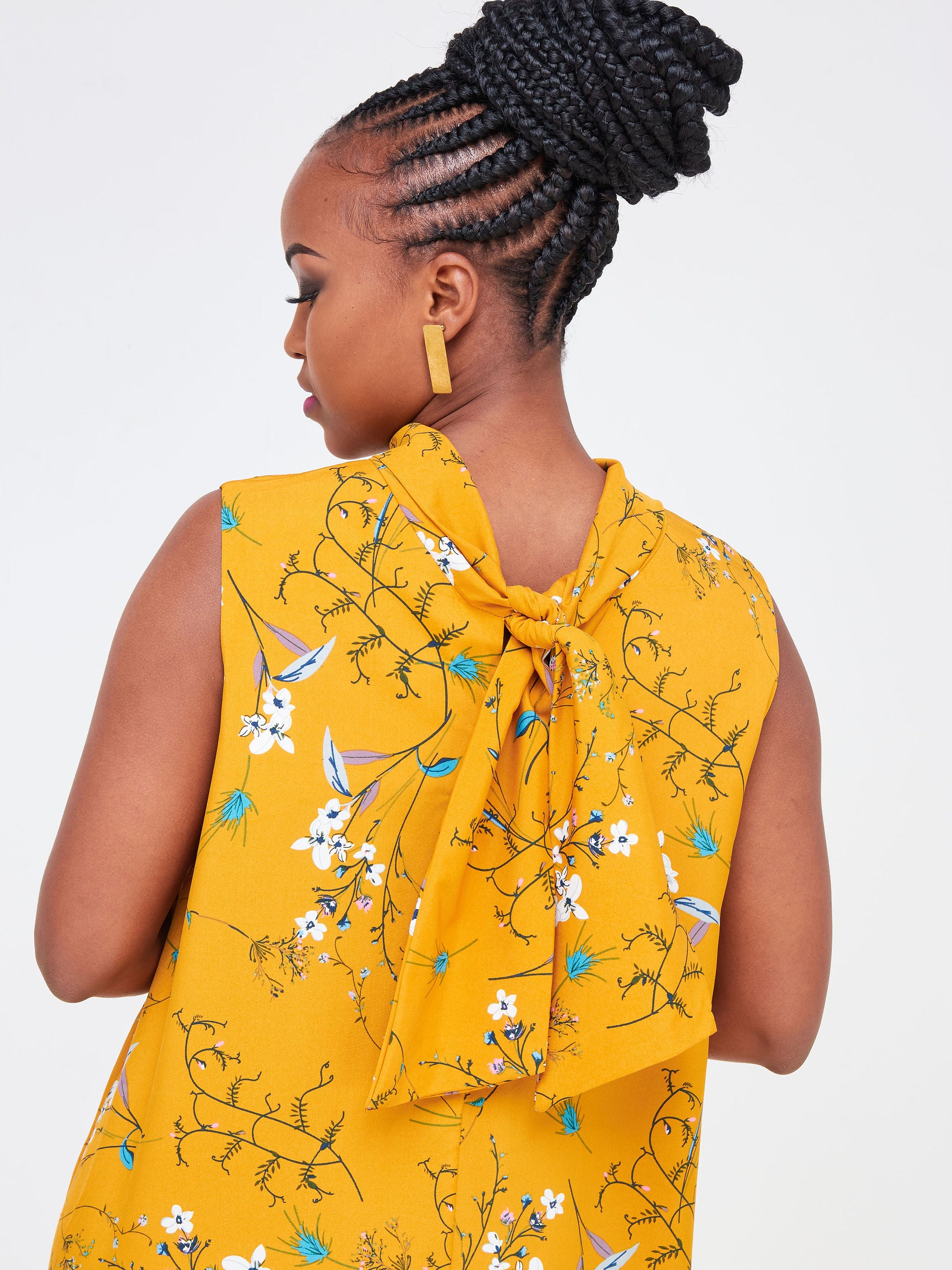 Vivo Bissa Reversible Maxi Dress - Mustard Floral Print