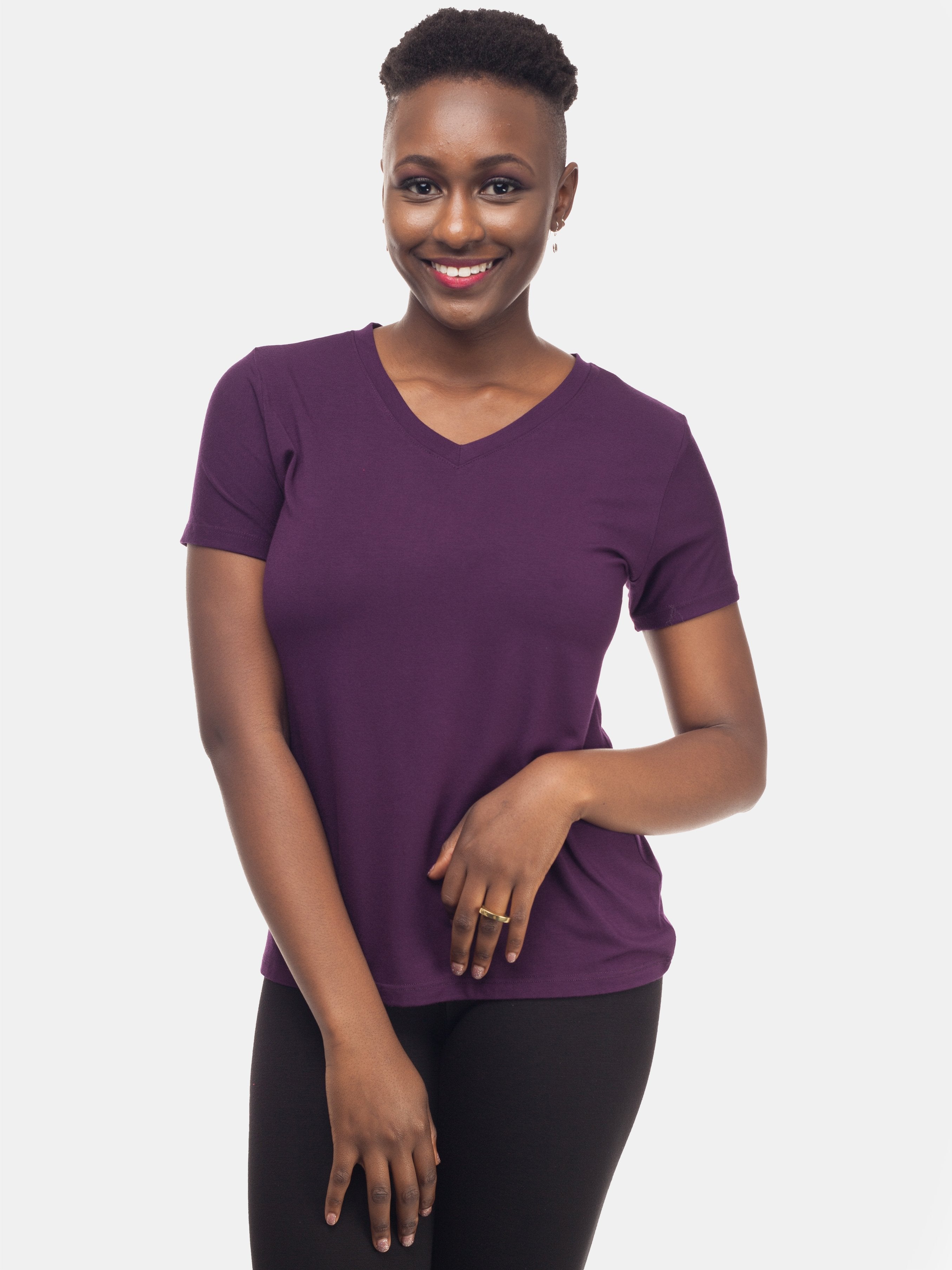 Vivo V-Neck T-Shirt- Dark Purple - Shop Zetu