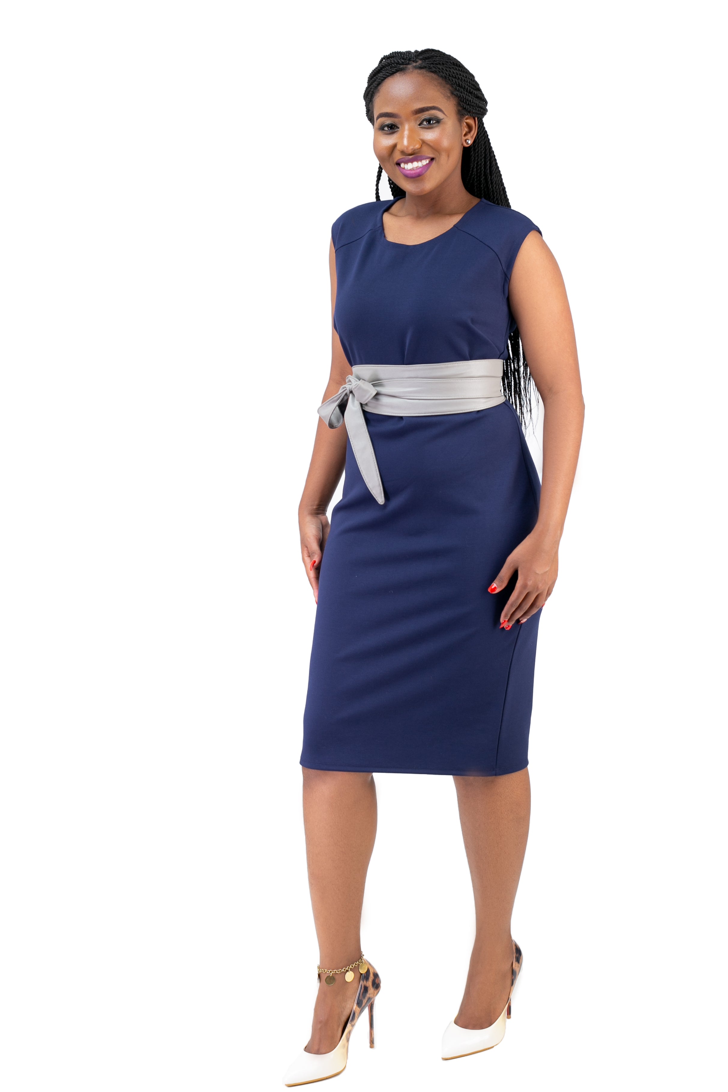 Dark blue shift dress best sale