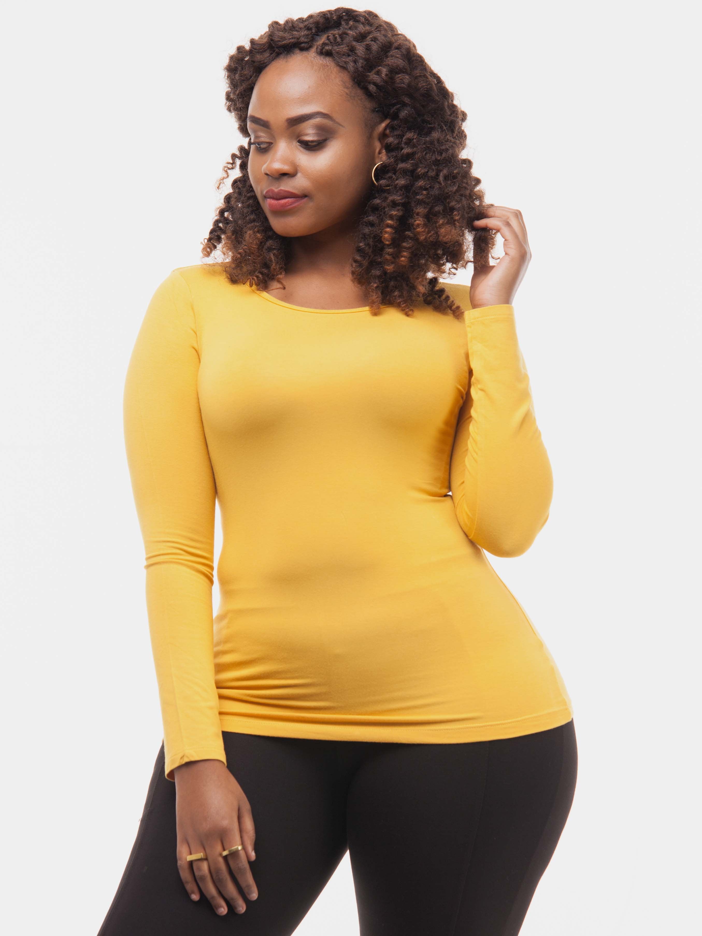 Vivo Basic Long Sleeved Top - Yellow - Shop Zetu