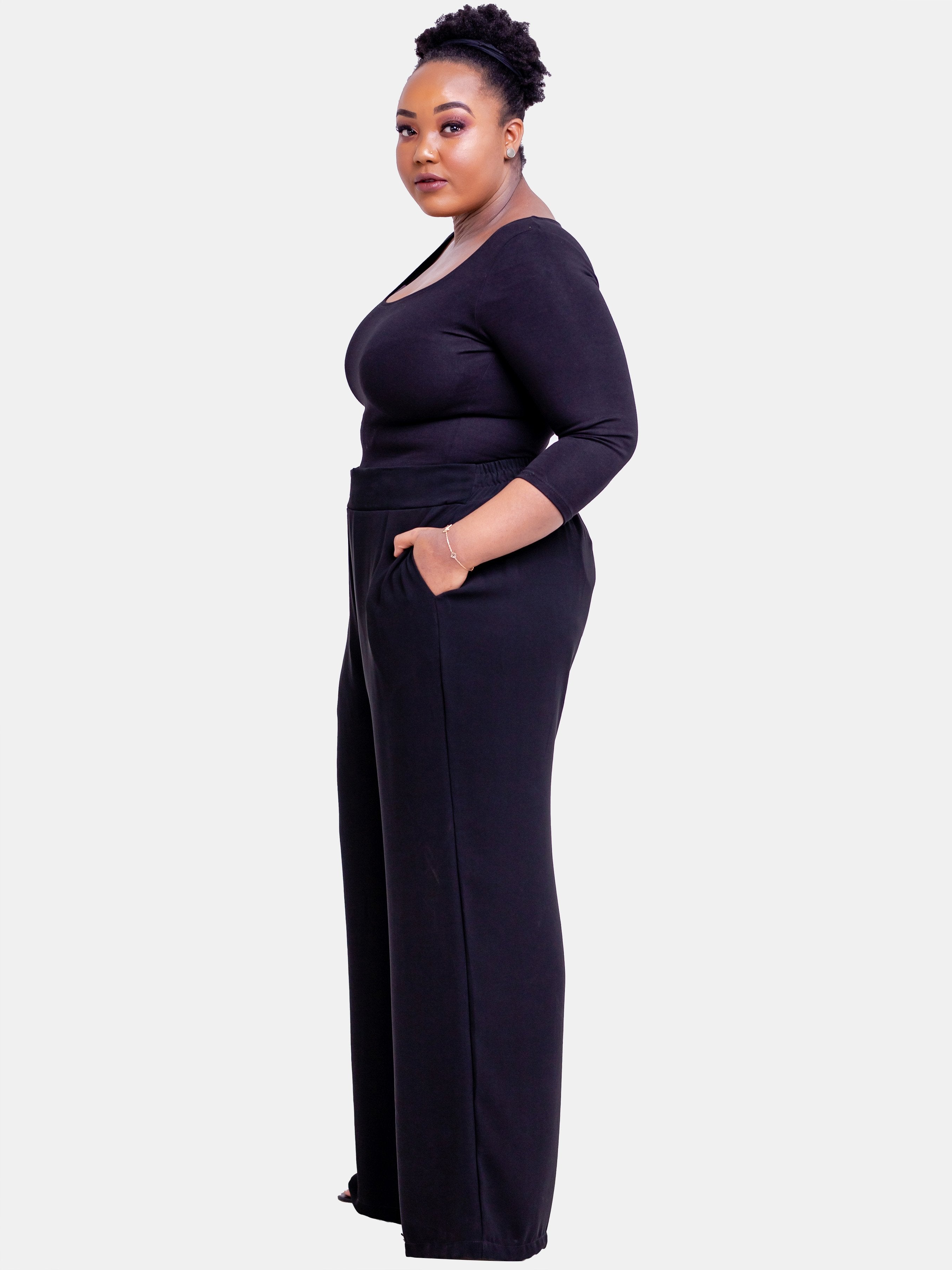 Vivo Basic Palazzo Pants - Black - Shop Zetu