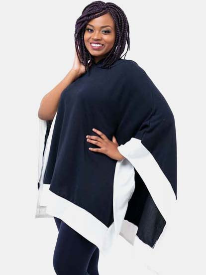 Vivo Basic Dada Poncho, Off White, Black