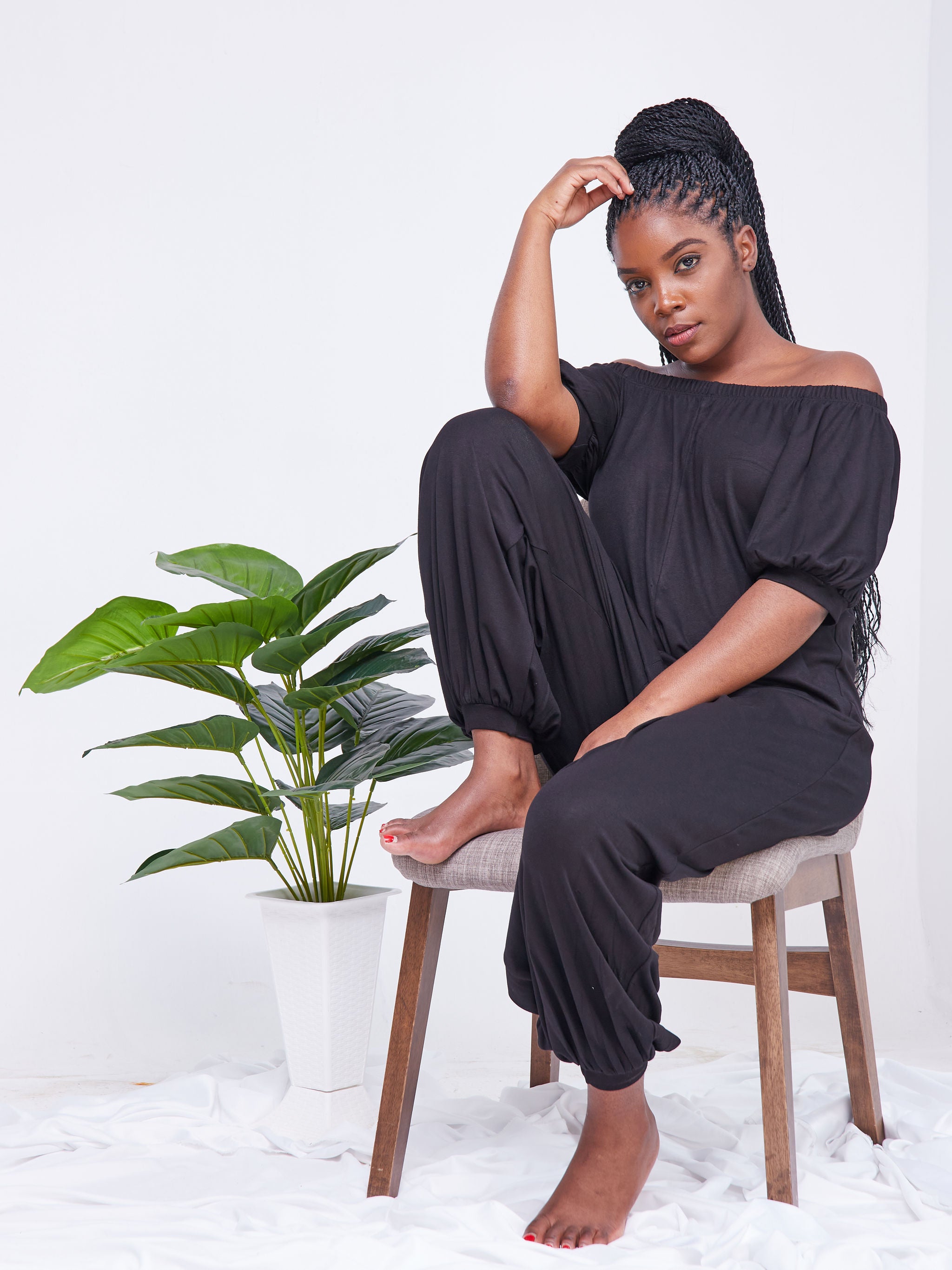 Vivo Arusha Off Shoulder Jumpsuit - Black