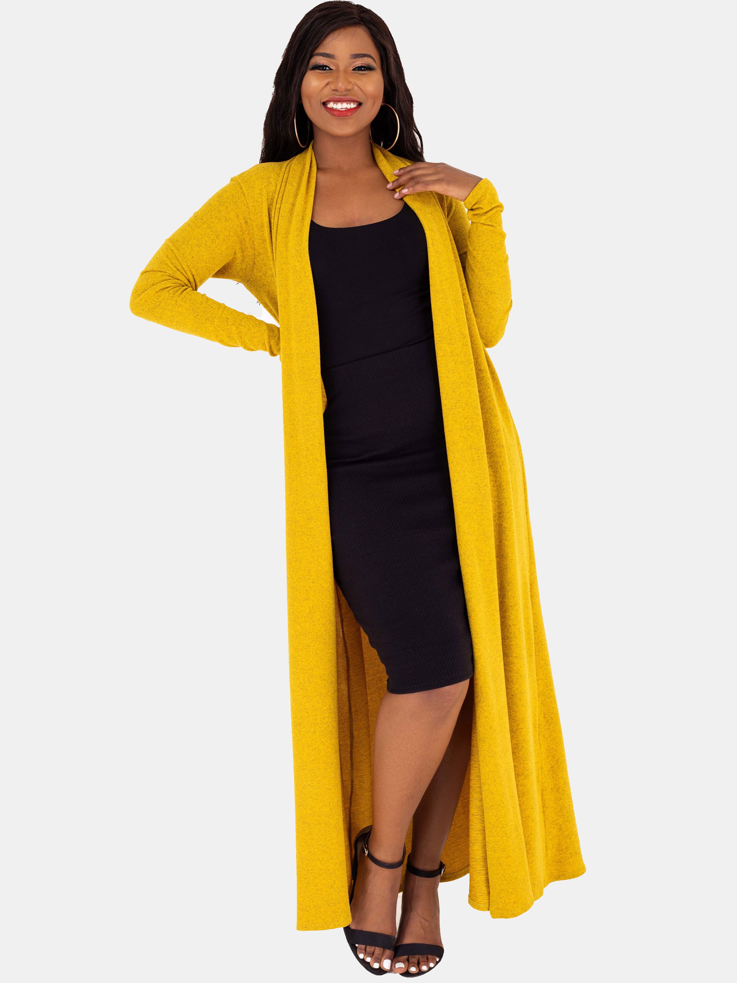 Vivo Basic Extra Long May Sweater - Mustard