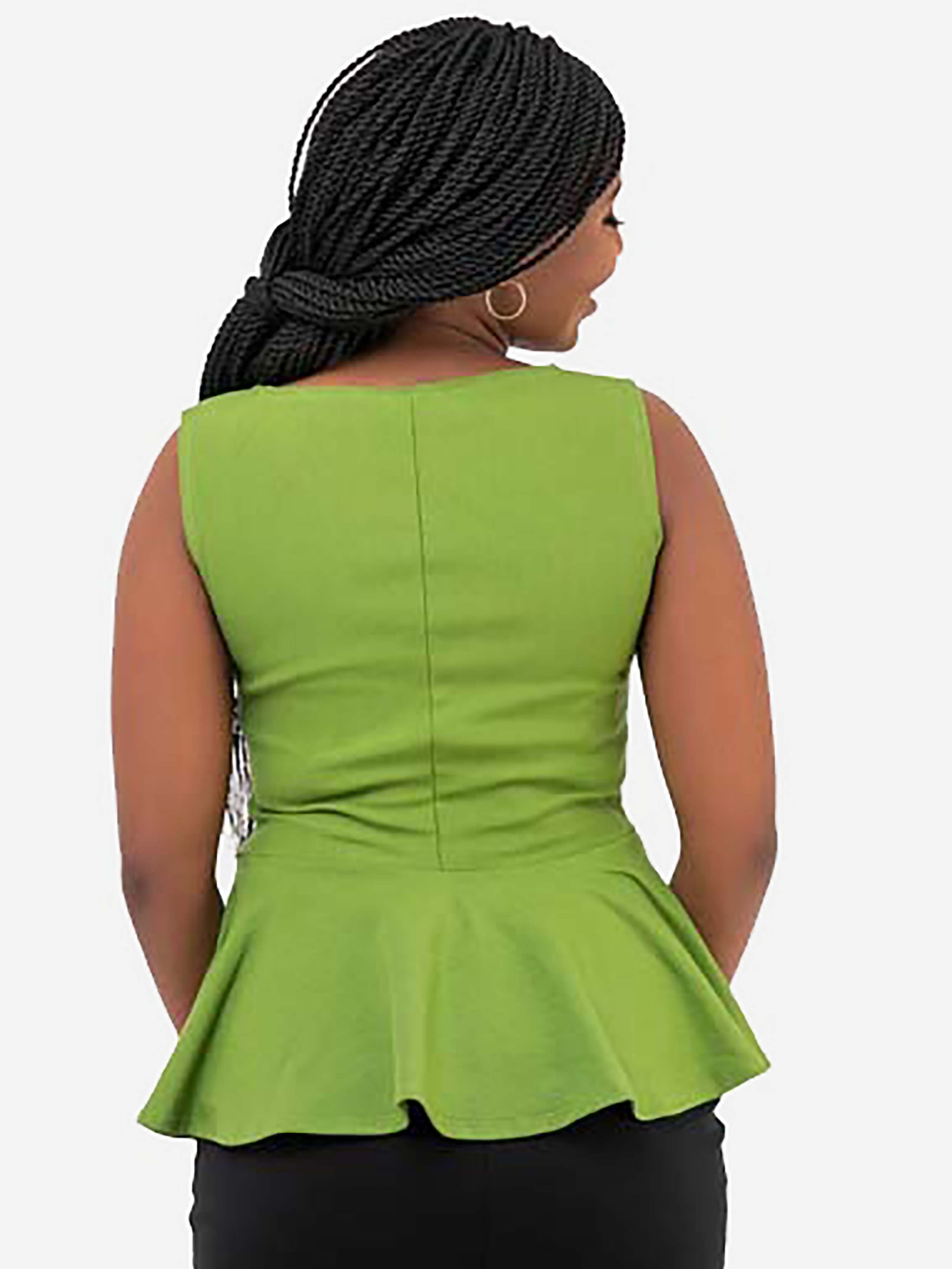 Vivo Jeg Peplum Top - Green - Shop Zetu