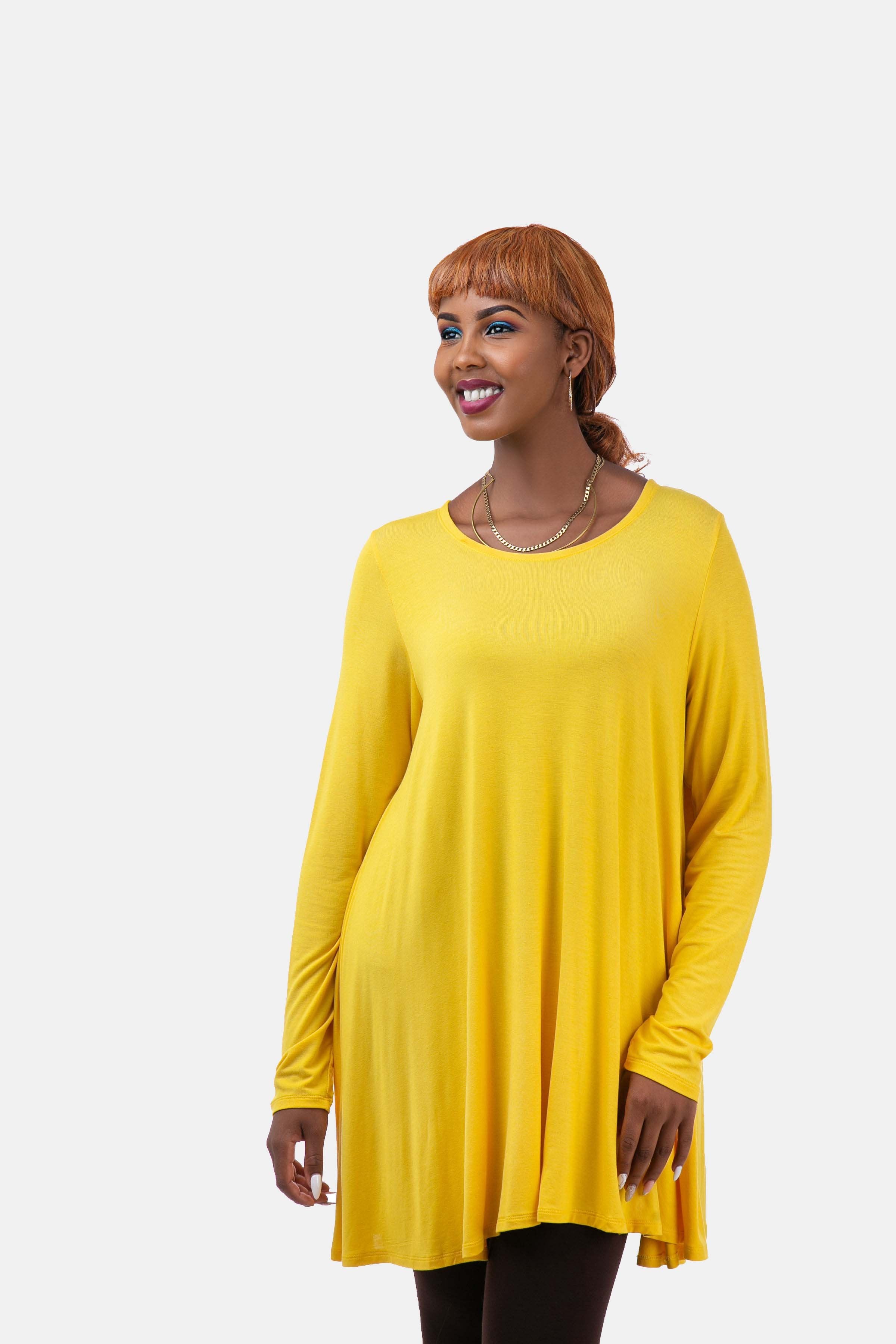 Vivo JJ Long Sleeved Dress Top - Yellow - Shop Zetu